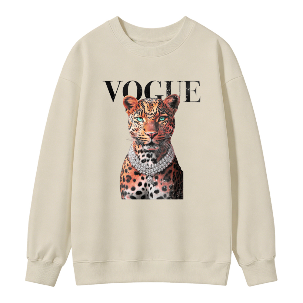 Leopard With Diamond Necklace Graphic Sweatshirt