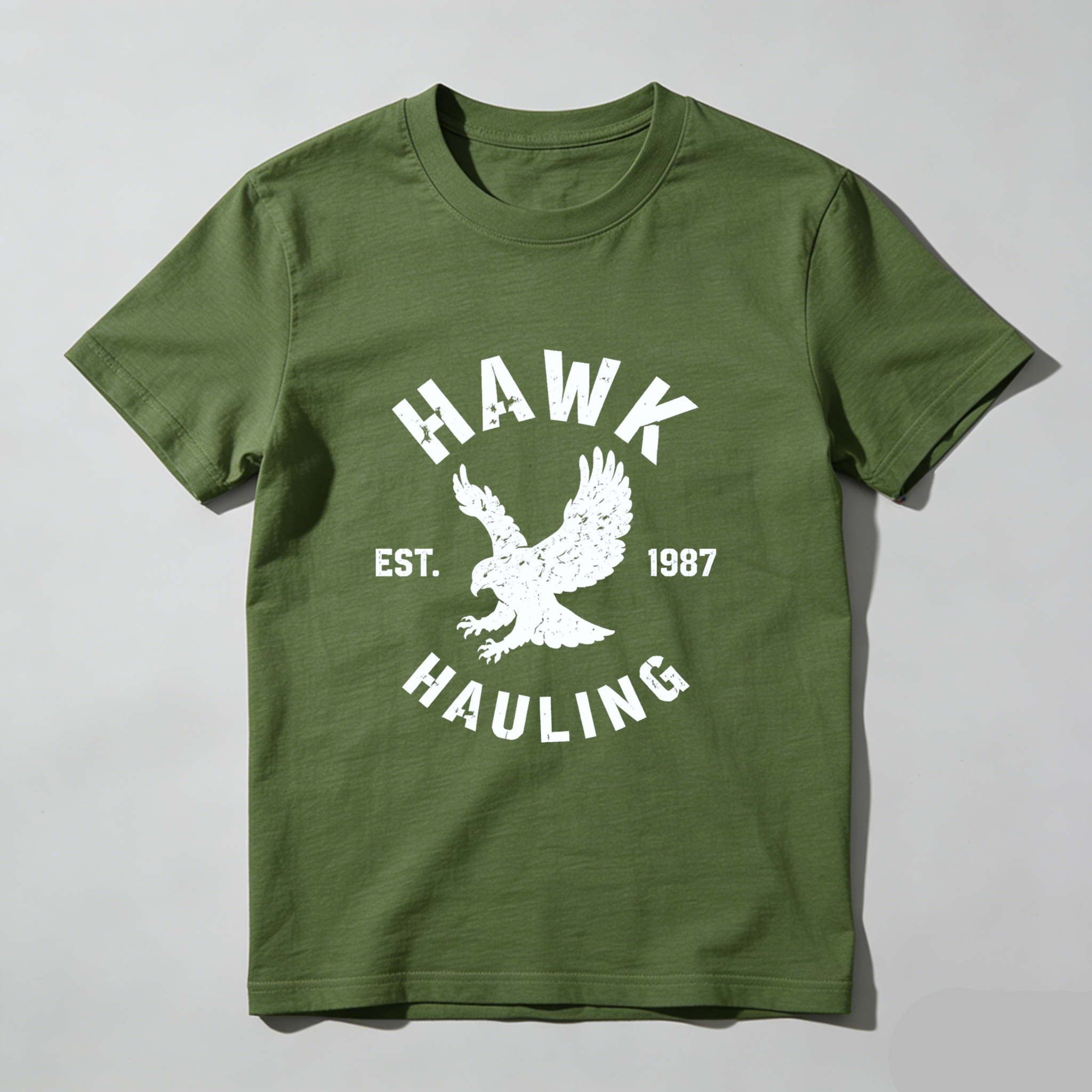 Hawk Hauling Est 1987 Eagle Logo T Shirt Black Cotton Men's Casual Graphic Tee