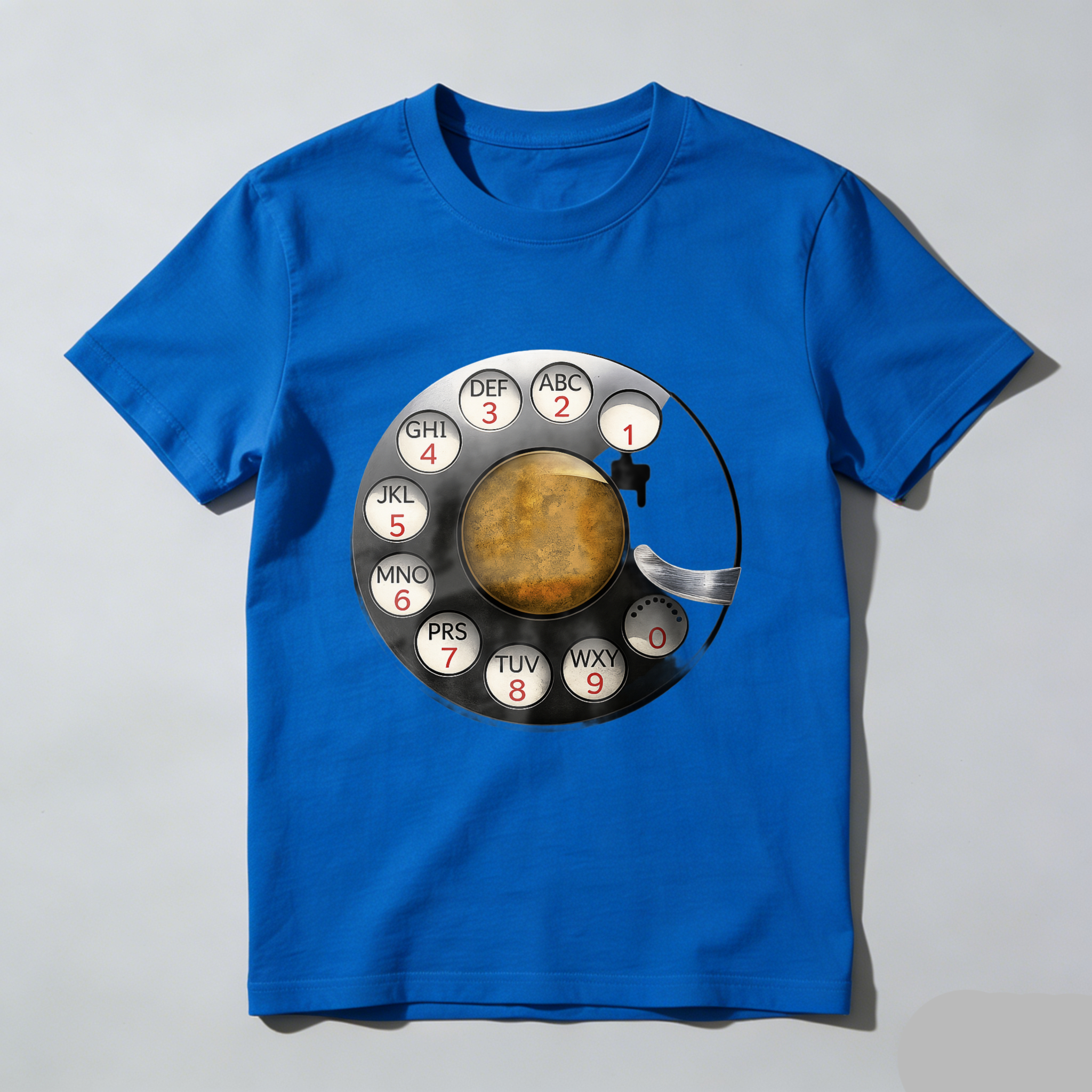 Retro Rotary Phone Dial Design Black T-Shirt Made In Usa