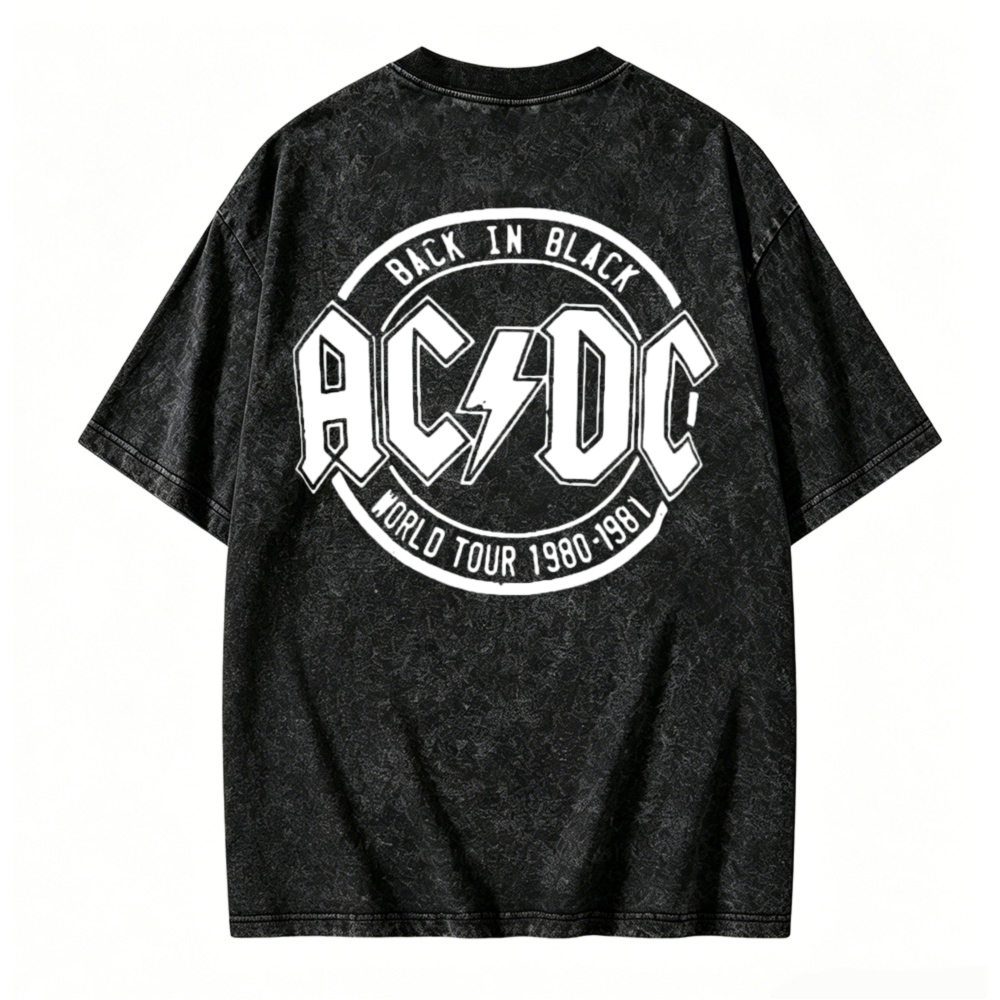 Ac Dc Back In Black World Tour 1980 1981 Band Logo Washed T-shirt