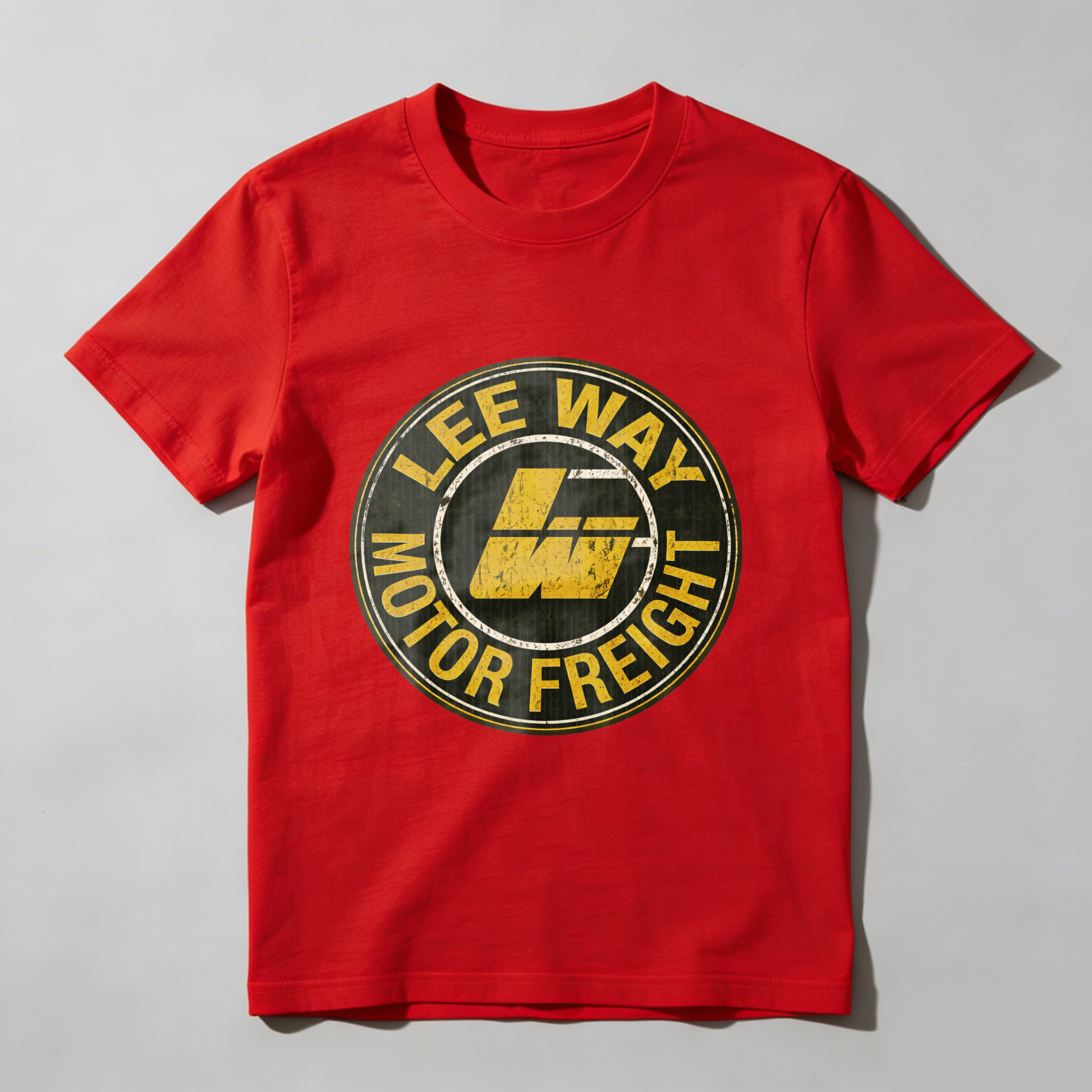 Lee Way Motor Freight Logo T Shirt Black Vintage Style Design For Trucking Enthusiasts And Freight Industry Fans