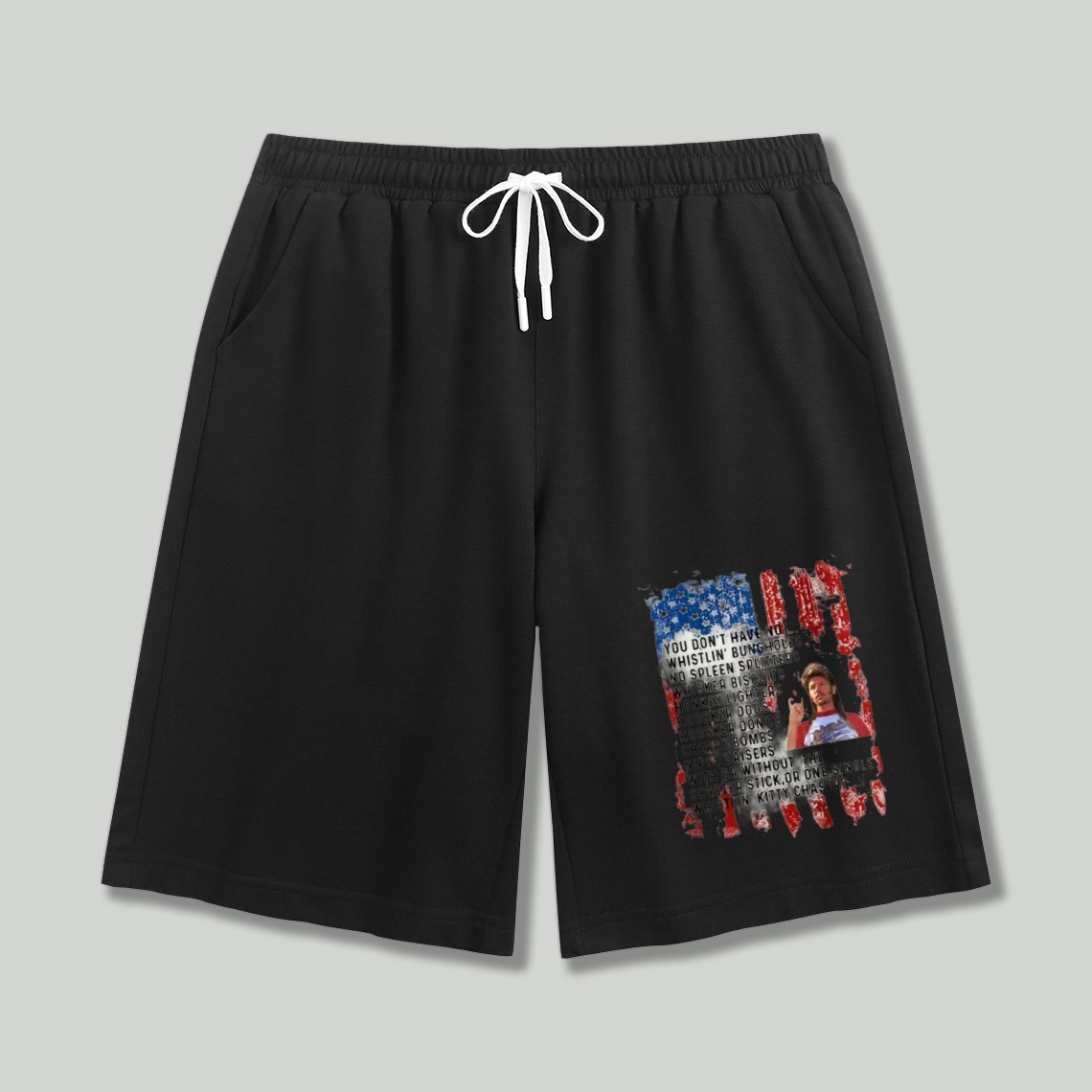 American Flag And Woman Portrait Shorts