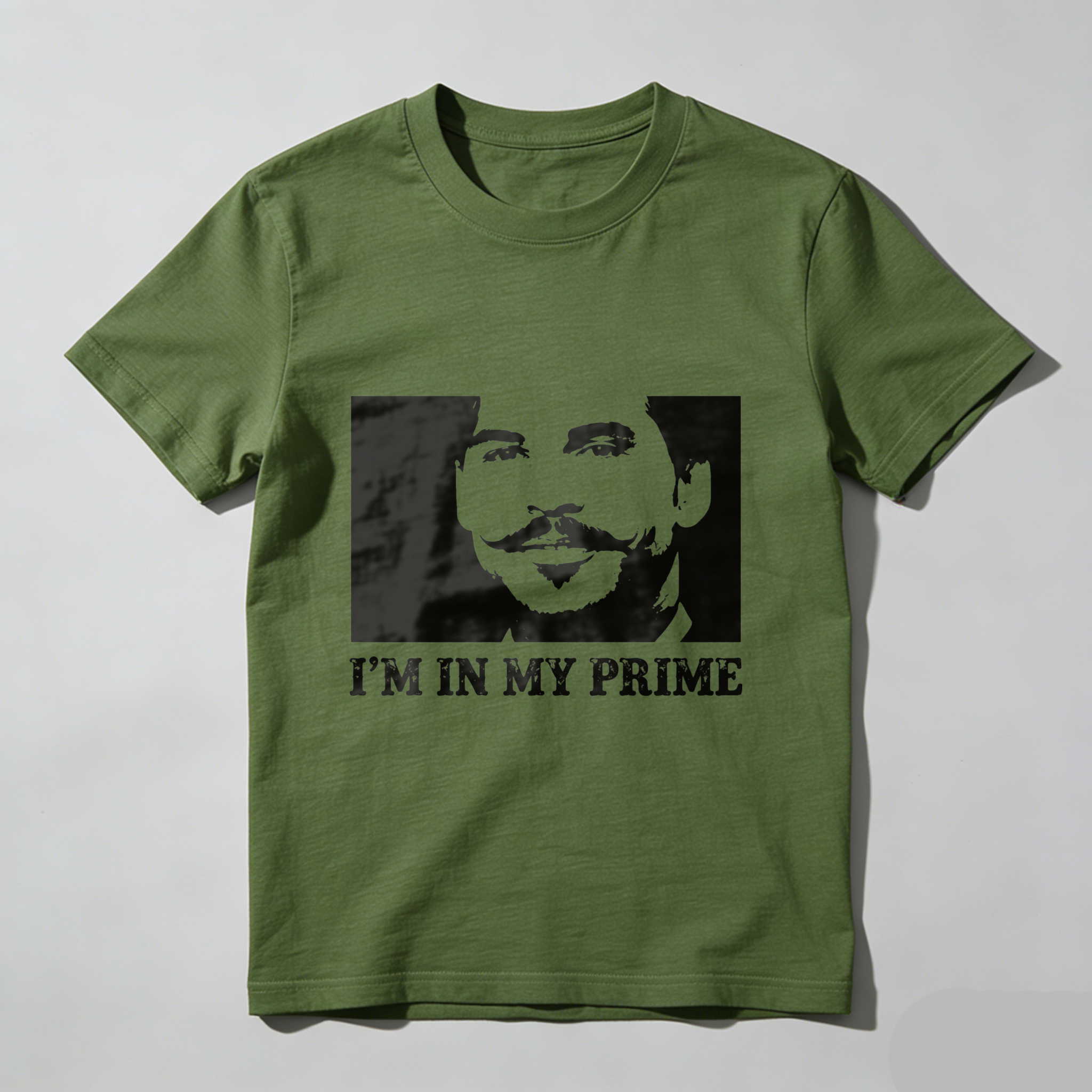 TEECURENT I M In My Prime T Shirt With Mustache Man Face Design Black Graphic Tee