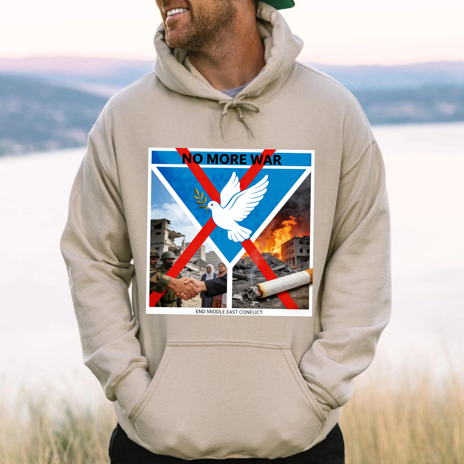 TEECURENT No More War End Middle East Conflict Peace Dove Hoodie For Peace Activists And Anti War Supporters