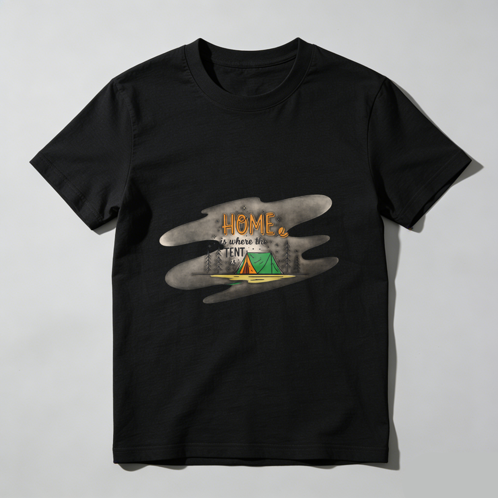 TEECURENT Home Is Where The Tent Is Camping T Shirt Outdoor Adventure Tee For Nature Lovers WOMEN