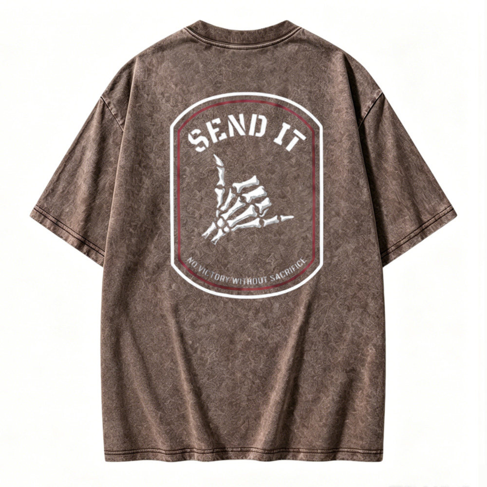 Send It Skeleton Hand Graphic Washed T-shirt