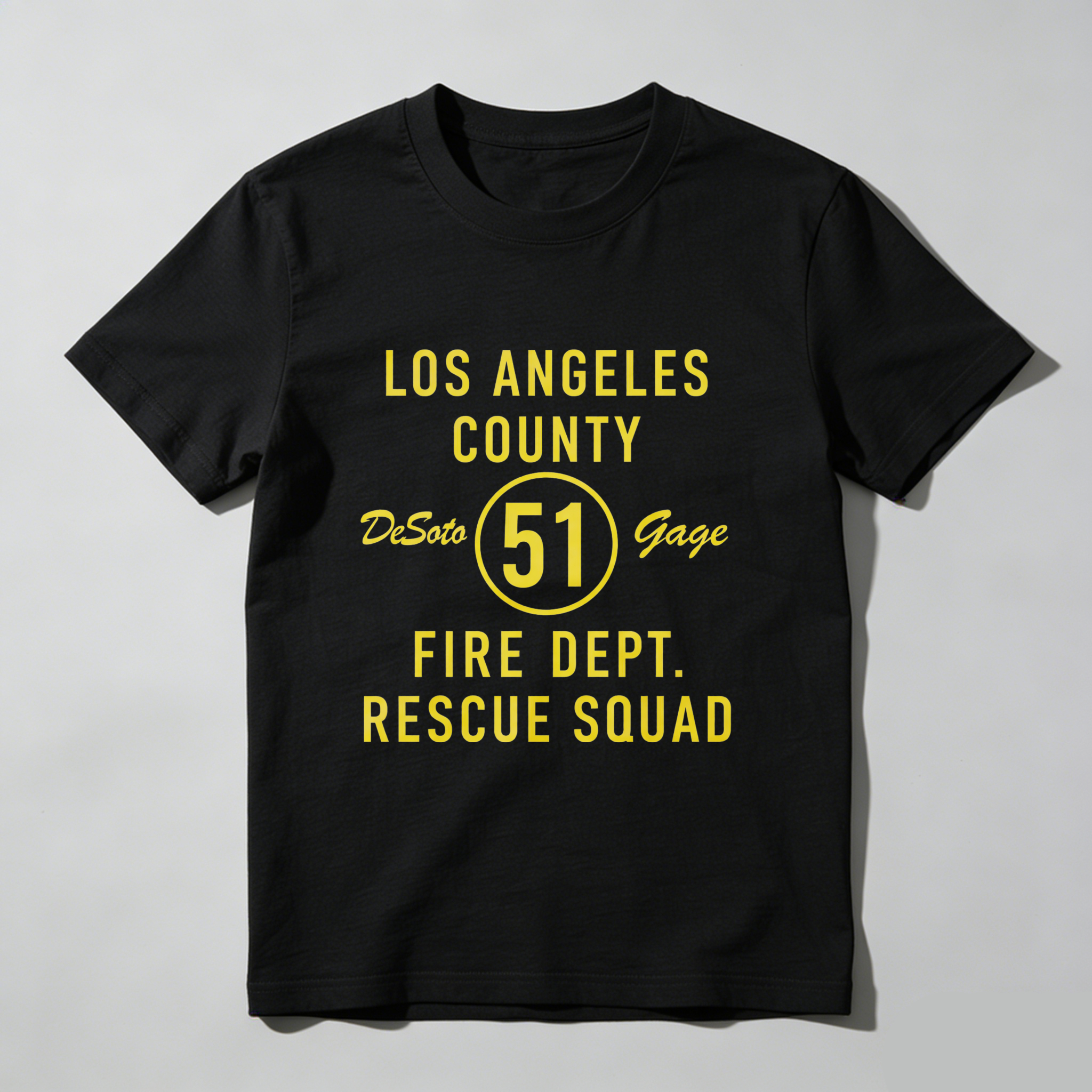 TEECURENT Los Angeles County Fire Department Rescue Squad 51 De Soto Gage T Shirt