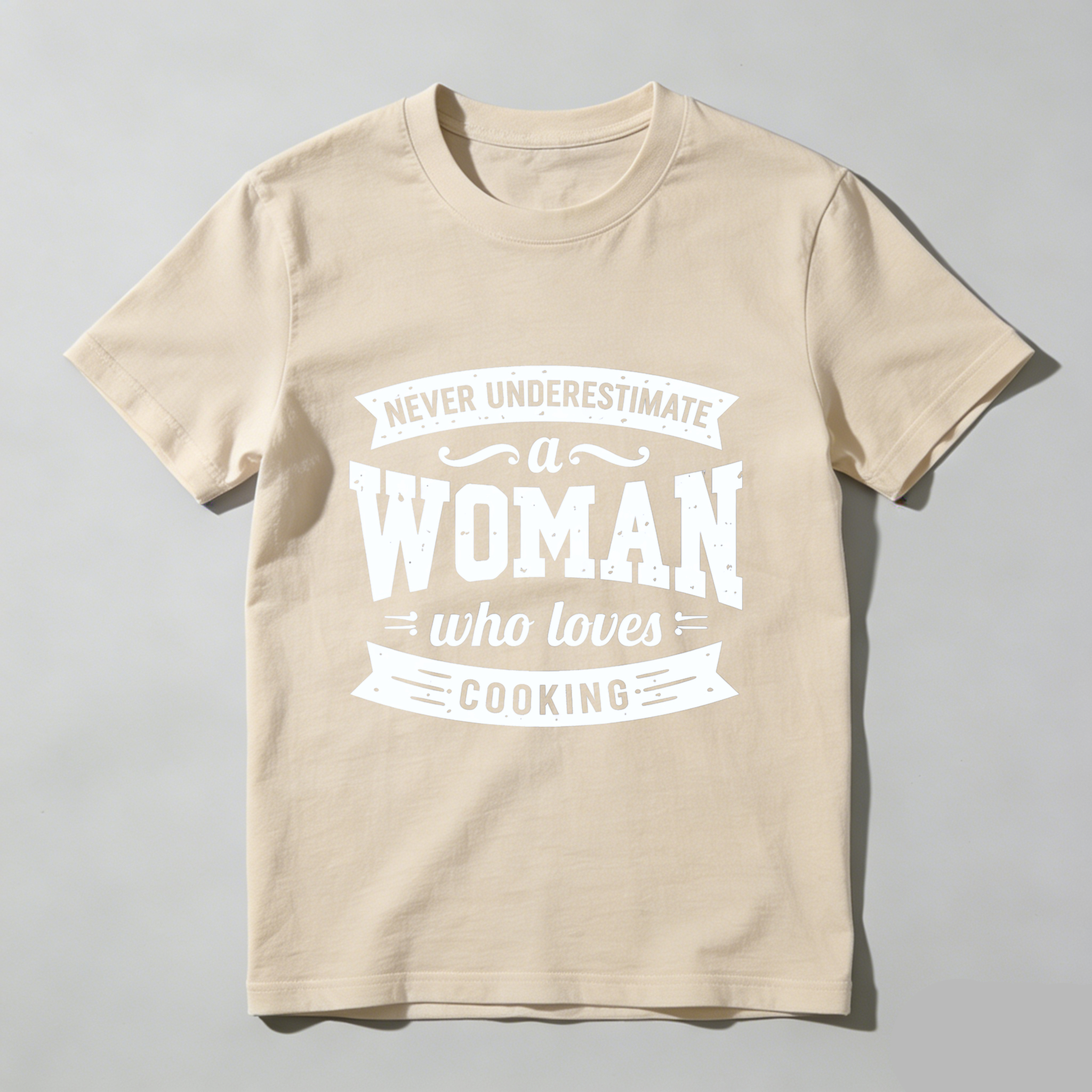 TEECURENT Never Underestimate A Woman Who Loves Cooking T Shirt For Women Chef Gift Cooking Lover Apparel Black Tee WOMEN