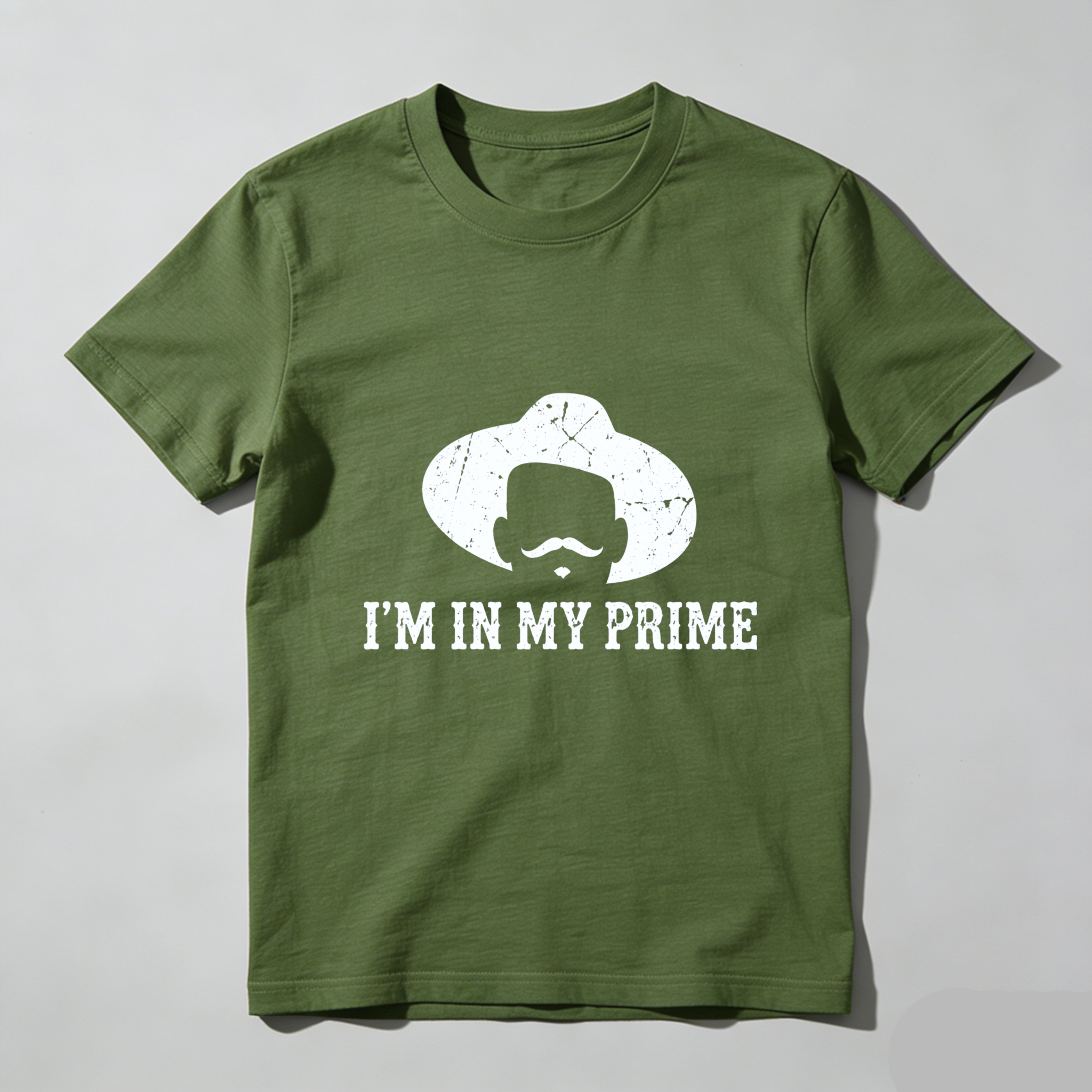 TEECURENTI Am In My Prime Cowboy Hat Mustache T-Shirt Men Women Unisex Black Graphic Tee Funny Humor Shirt-TeeCurent