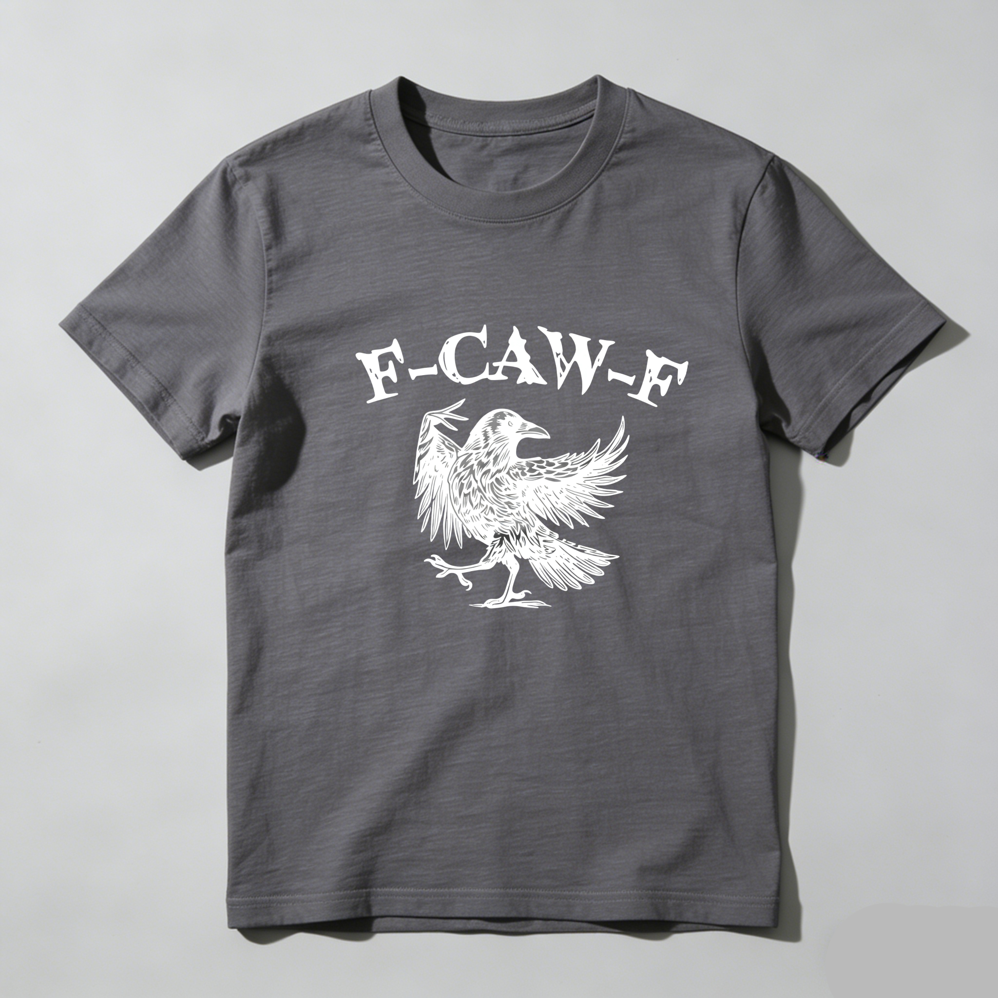 TEECURENT F Caw F Crow Graphic Pure Cotton Short Sleeve T Shirt-TeeCurent