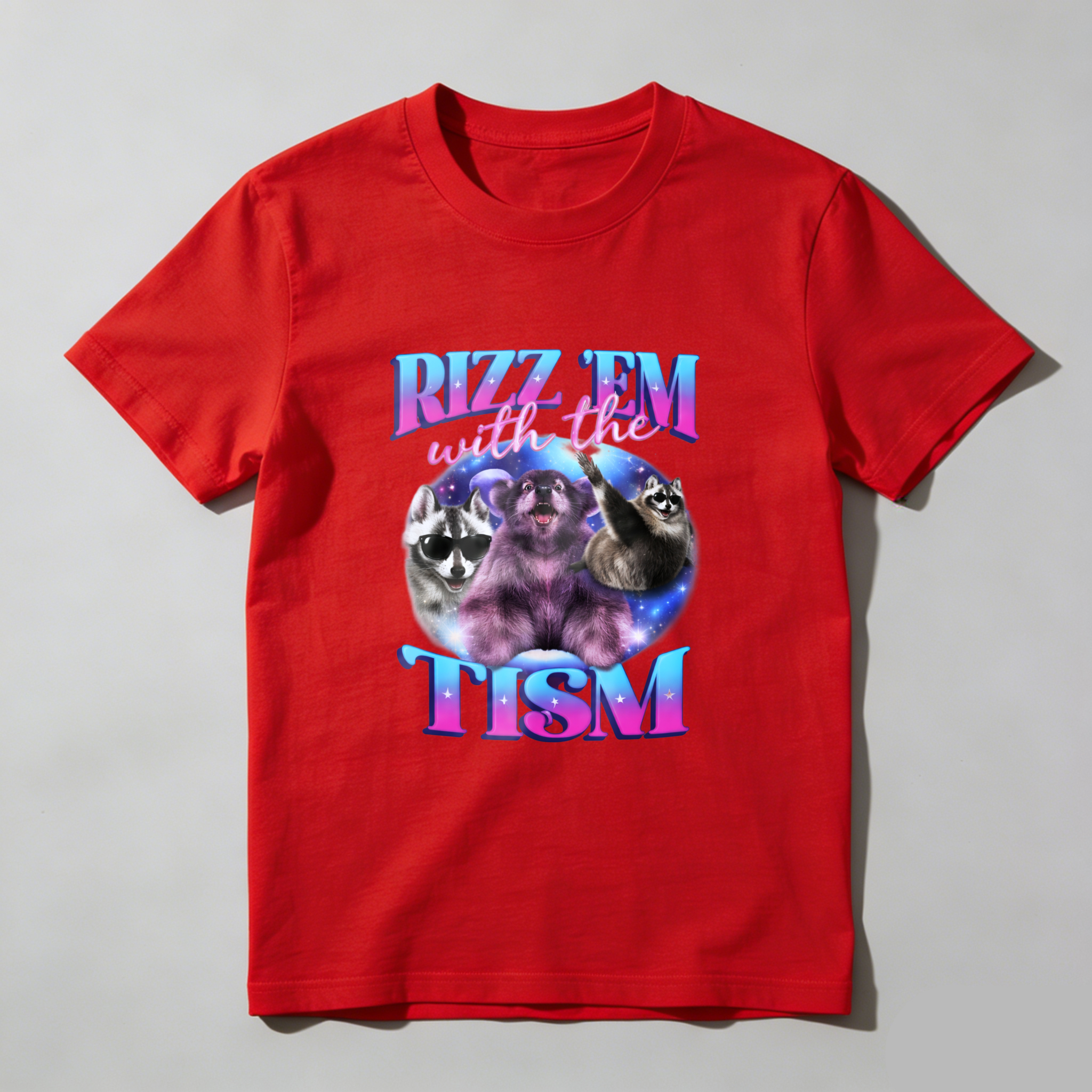 Rizz Em With The Tism Funny Animal Shirt Galaxy Design Black T-Shirt
