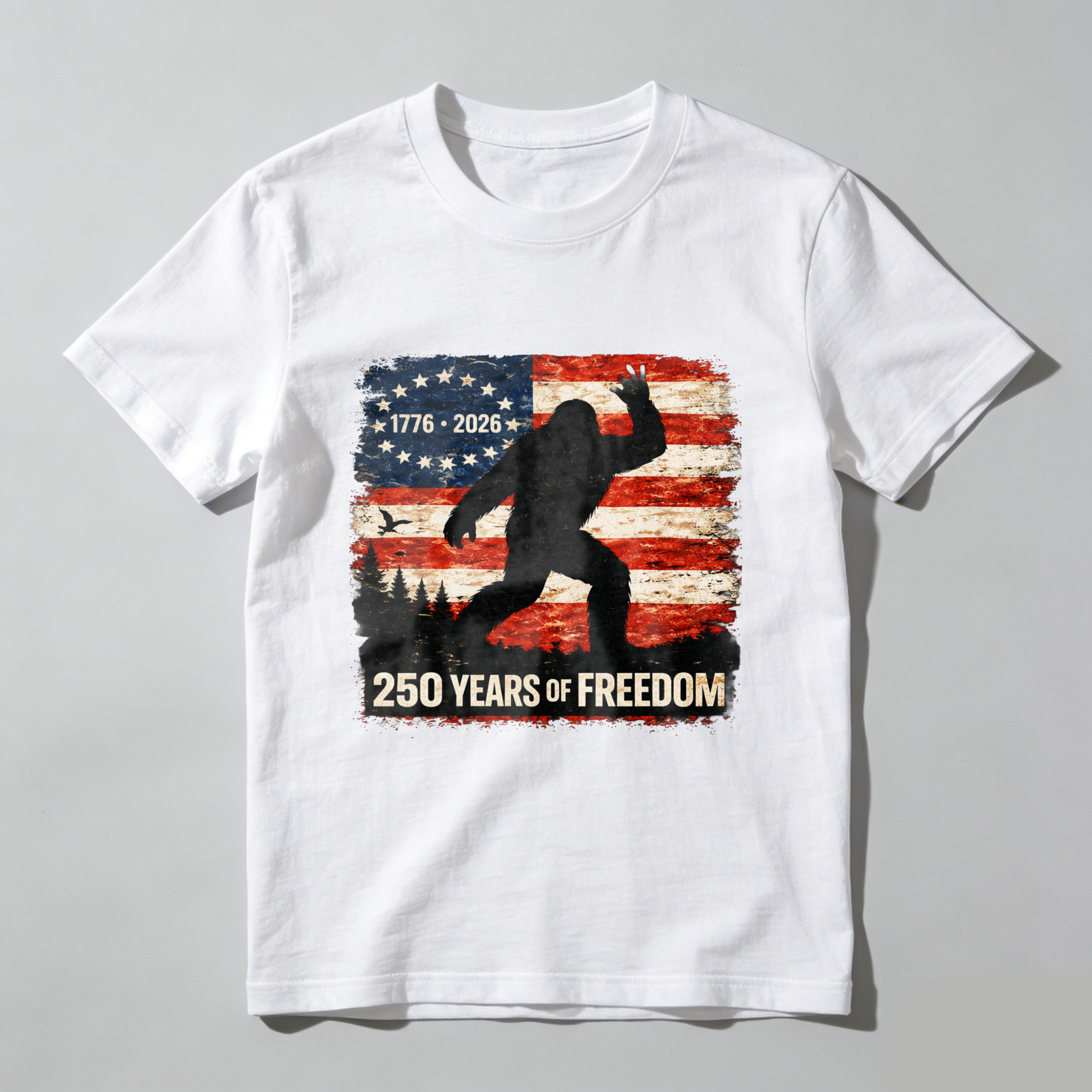 Bigfoot American Flag 1776 2026 250 Years Of Freedom Independence Day T Shirt