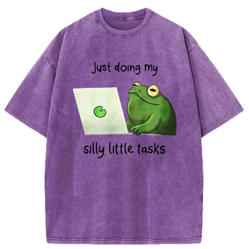 Frog Using Laptop With Text Above And Below tshirt 100% cotton