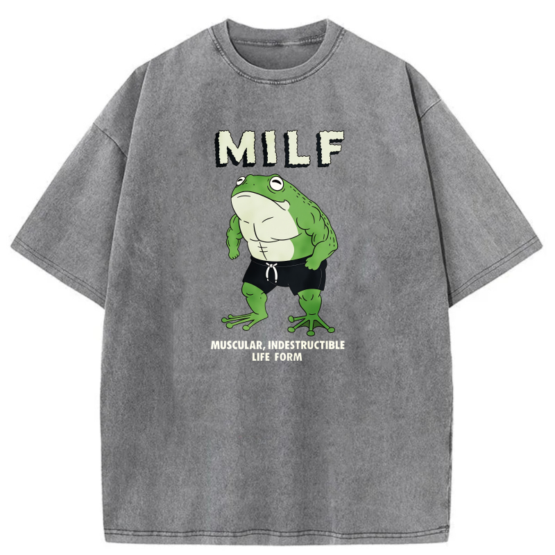 Muscular Indestructible Life Form Frog Design tshirt 100% cotton