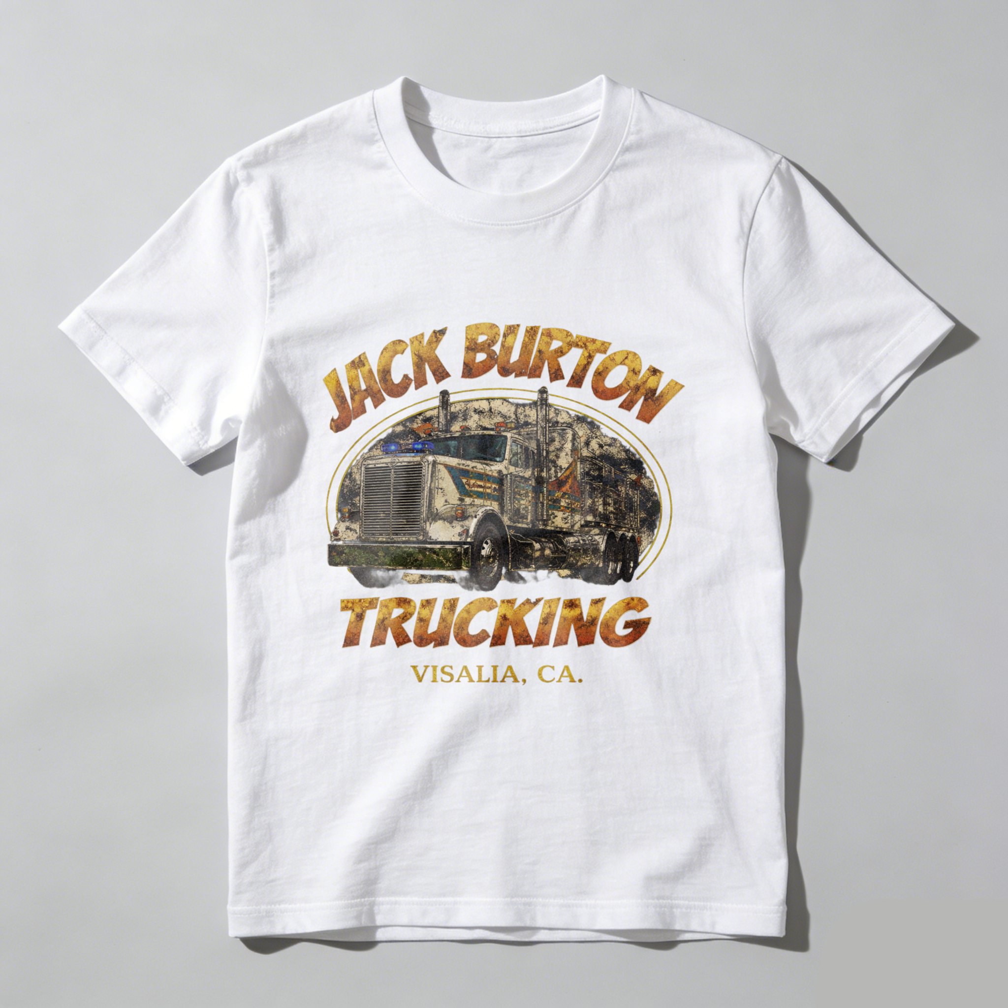 TEECURENT Jack Burton Trucking Visalia Ca T Shirt Men's Classic Fit Cotton Graphic Tee Apparel