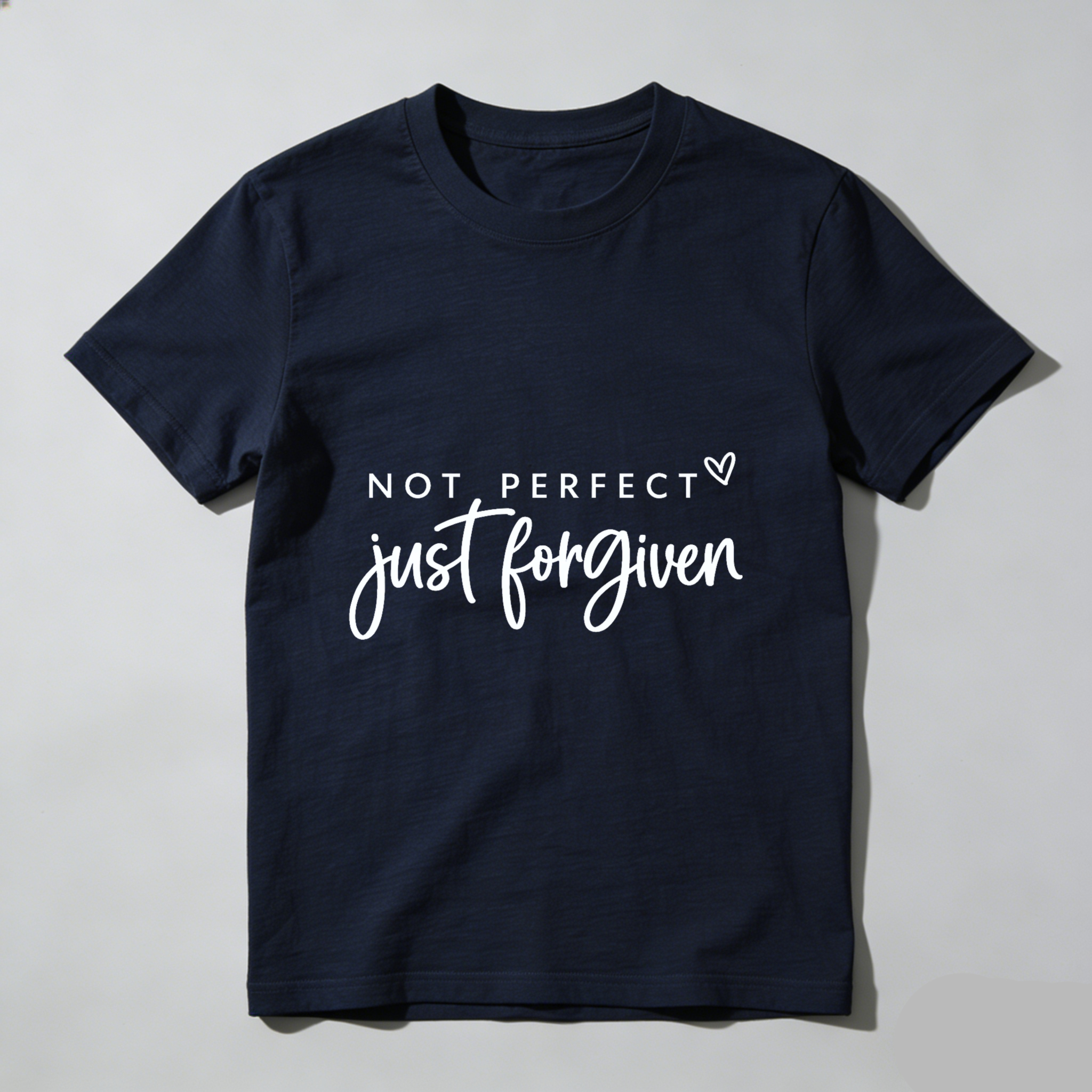 TEECURENT Not Perfect Just Forgiven Christian T Shirt Faith Inspired Religious Message For Women And Men Black Cotton Tee Top WOMEN