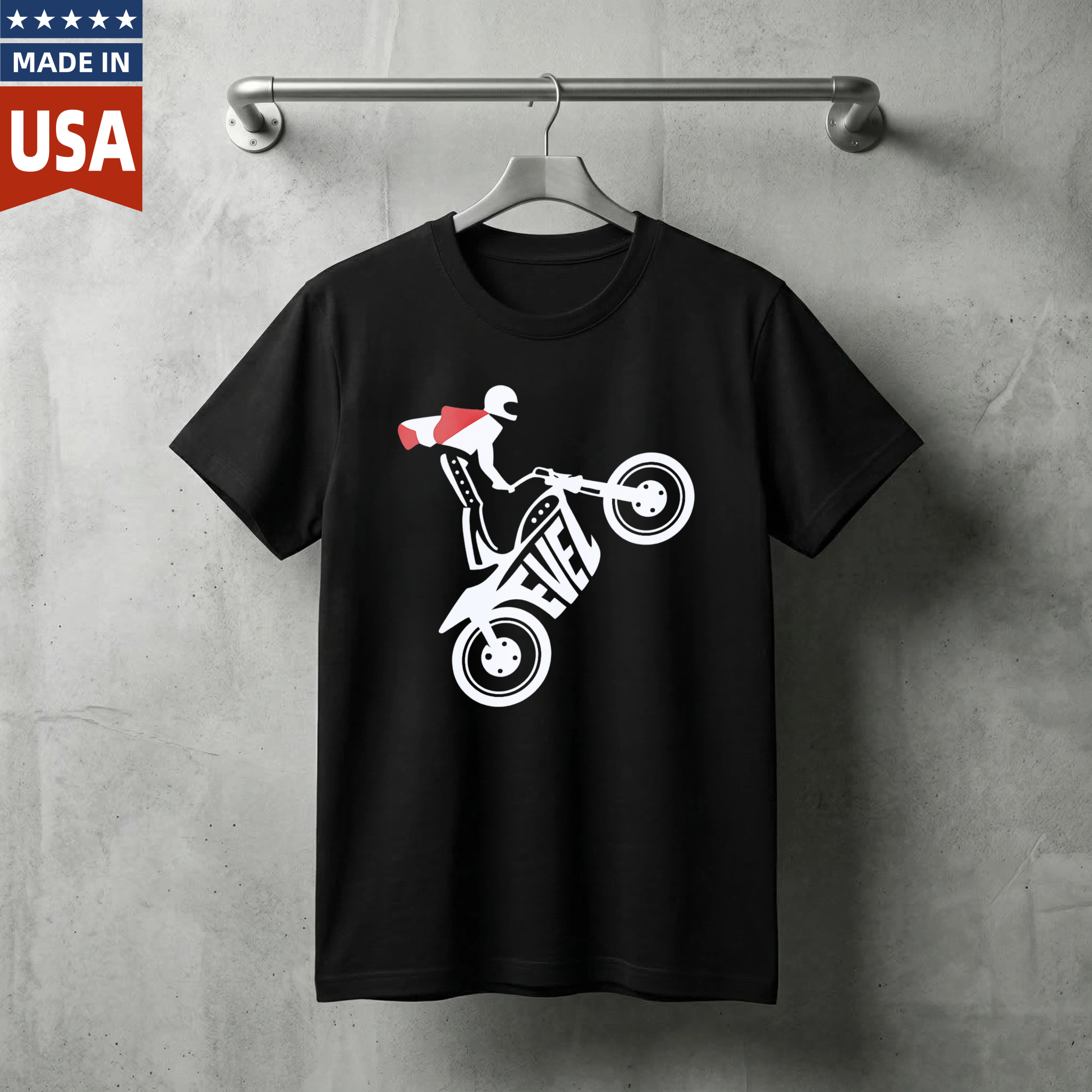 Made In Usa Motocross Rider T Shirt Black Graphic Tee Motorcycle Racing Design Men Women Unisex Apparel