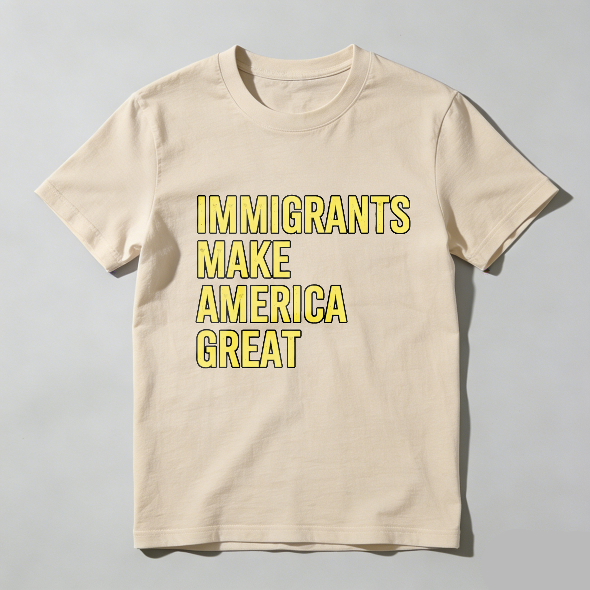 TEECURENTImmigrants Make America Great T Shirt Black Yellow Text Pro Immigrant Pride Statement Apparel-TeeCurent