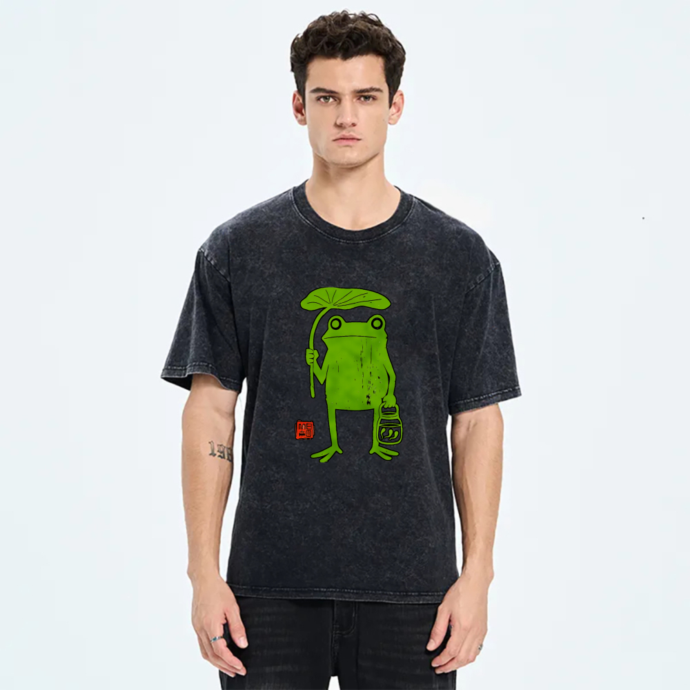 Frog Holding Umbrella And Lantern tshirt 100% cotton