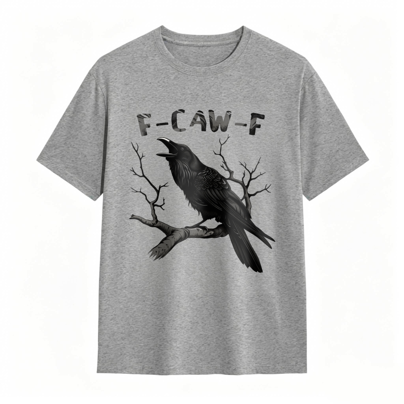Crow On Branch With F Caw F Text Unisex Classic T-shirt