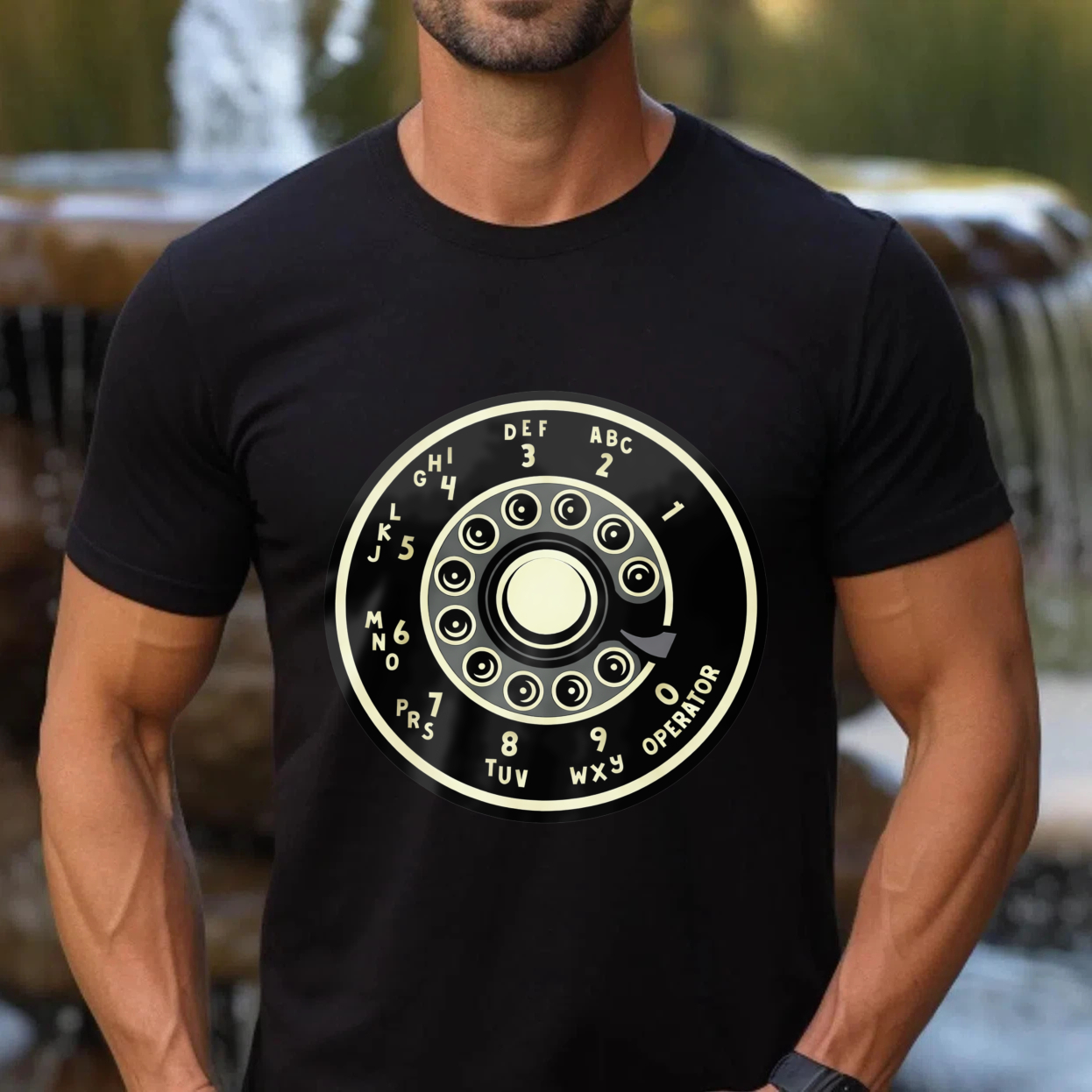 Vintage Rotary Dial Phone T-Shirt Made In Usa Retro Telephone Design Black Cotton Shirt Unisex Classic Style Gift For Tech Enthusiasts