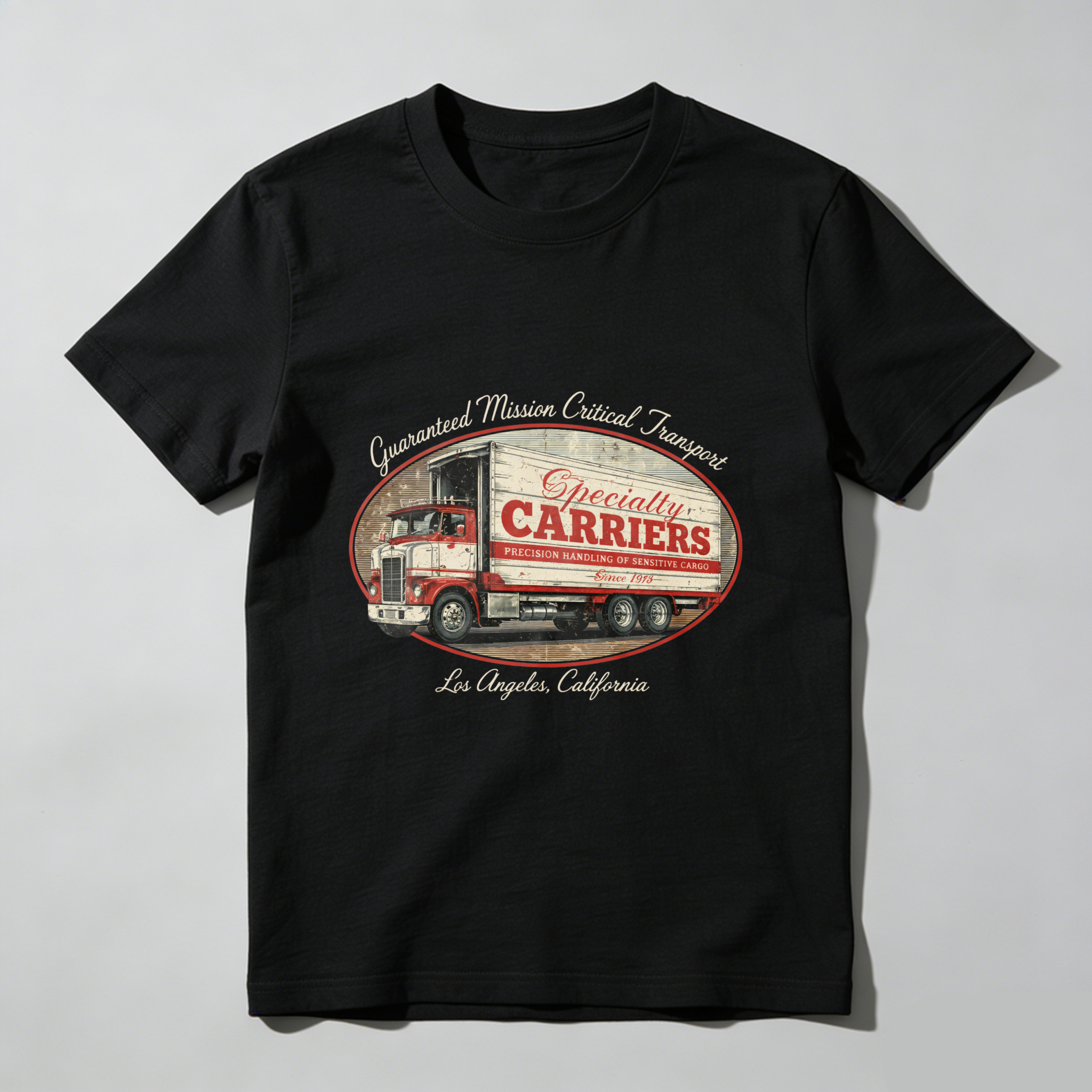 Specialty Carriers Guaranteed Mission Critical Transport Los Angeles California Trucking T-Shirt