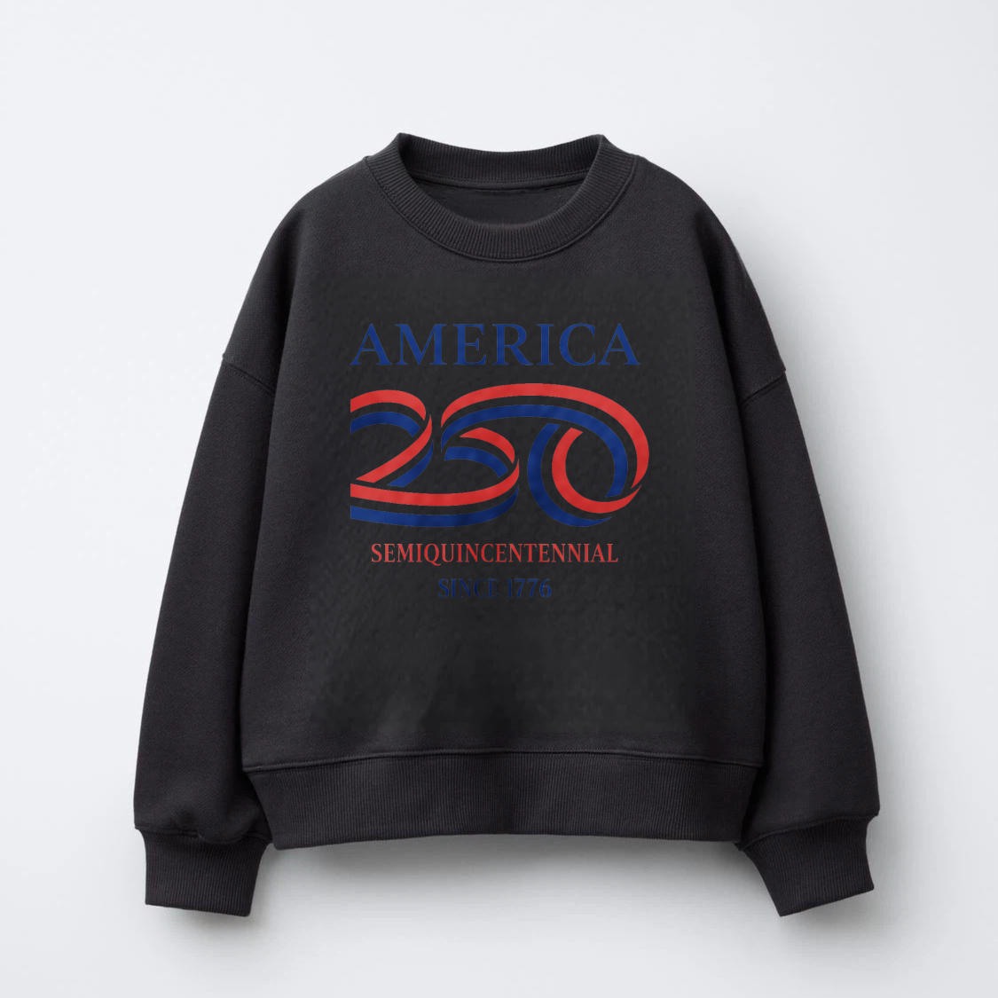 America 250 SemiQuincennial Sweatshirt Black Crewneck Pullover Long Sleeve Casual Graphic Top For Men Women Unisex Apparel 2026 Independence Day Celebration Wear