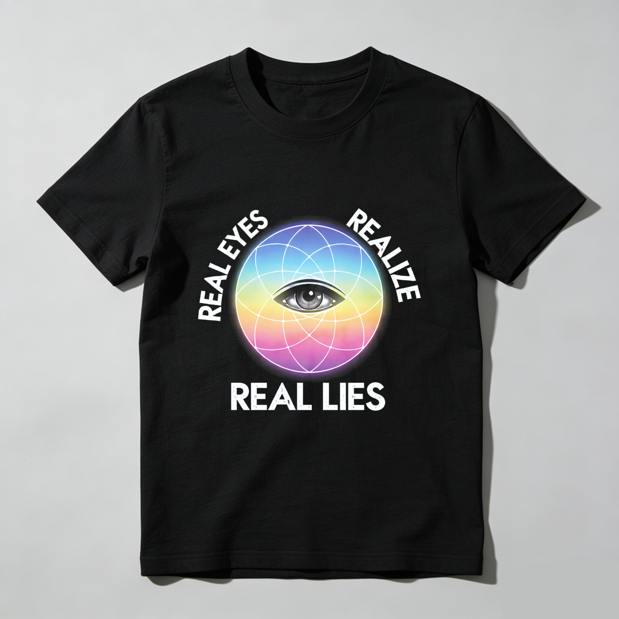 TEECURENT  Real Eyes Realize Real Lies Eye Globe Pattern TEECURENT