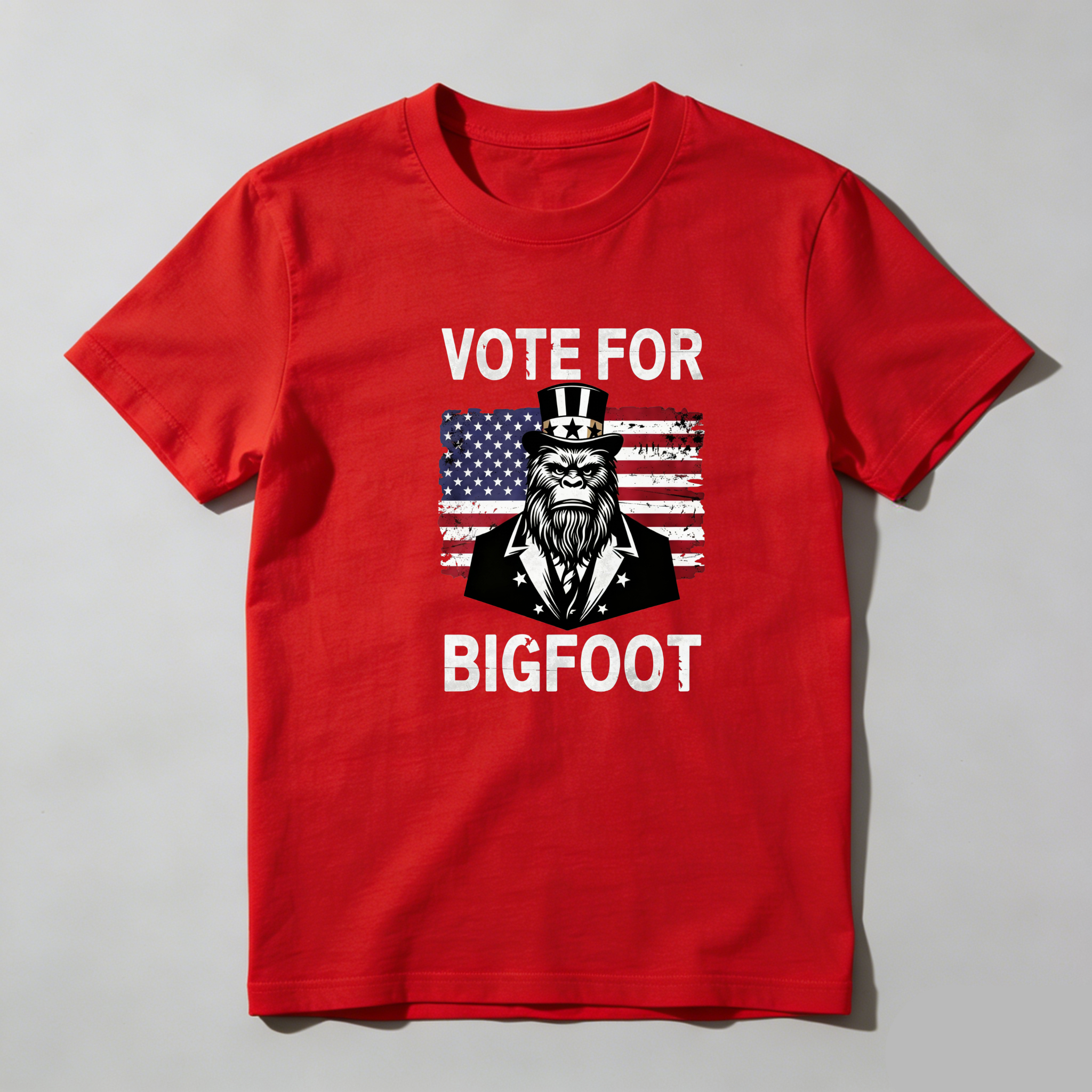TEECURENT Vote For Bigfoot America Pure Cotton Short Sleeve T Shirt-TeeCurent