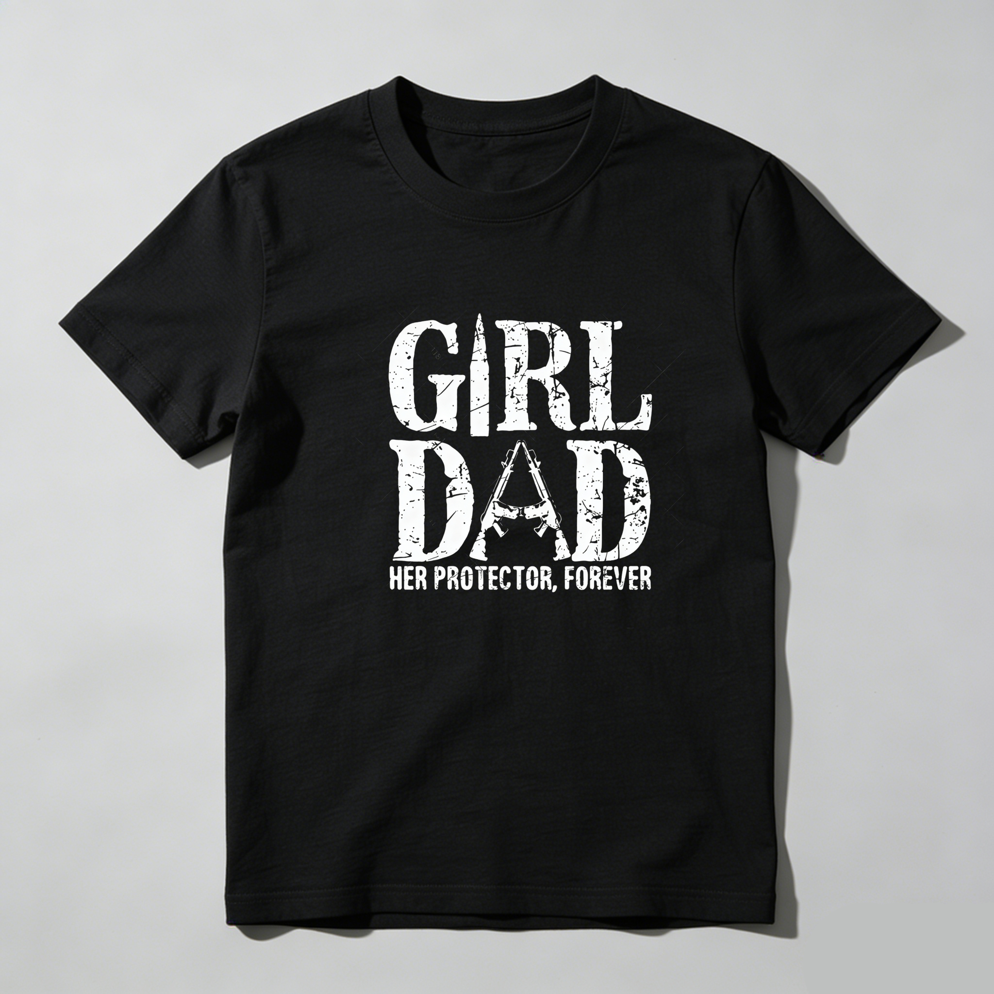 TEECURENT Girl Dad Her Protector Forever Pure Cotton Short Sleeve T Shirt-TeeCurent