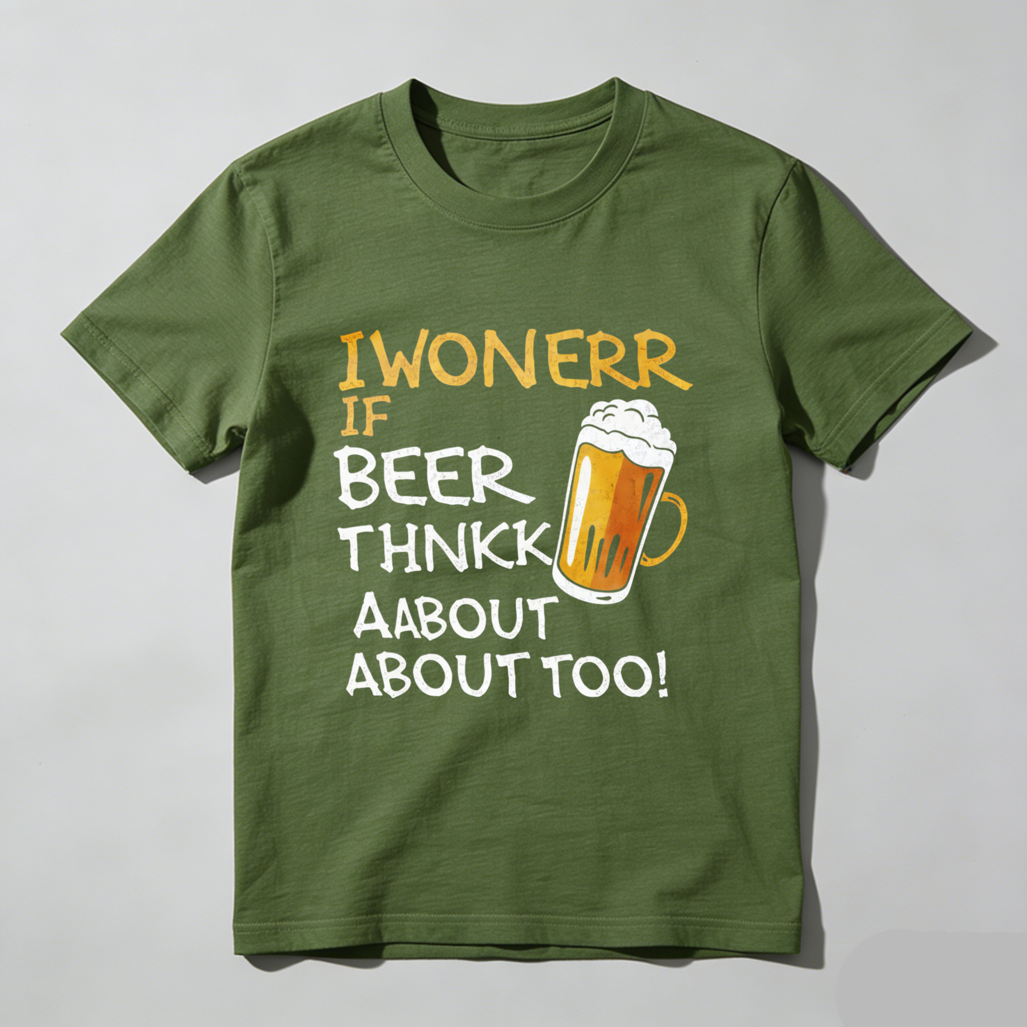 TEECURENT I Wonerr If Beer Thnkk About About Too Funny Beer Lover T Shirt Humorous Drinking Quote Graphic Tee For Men And Women WOMEN