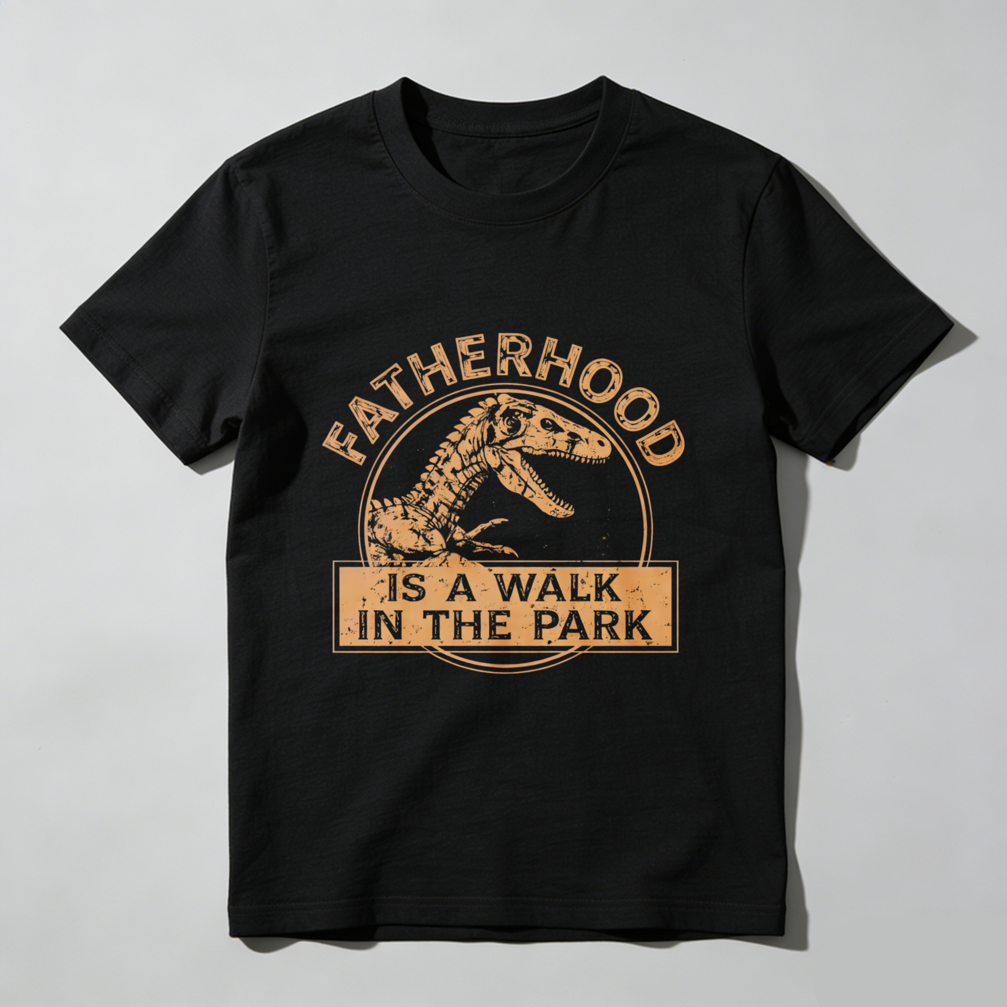 TEECURENT Fatherhood Is A Walk In The Park Dinosaur T-Shirt For Men Funny Dad Gift Shirt
