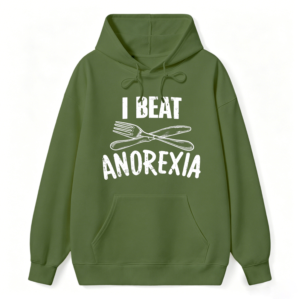 I Beat Anorexia Novelty Graphic Hoodie