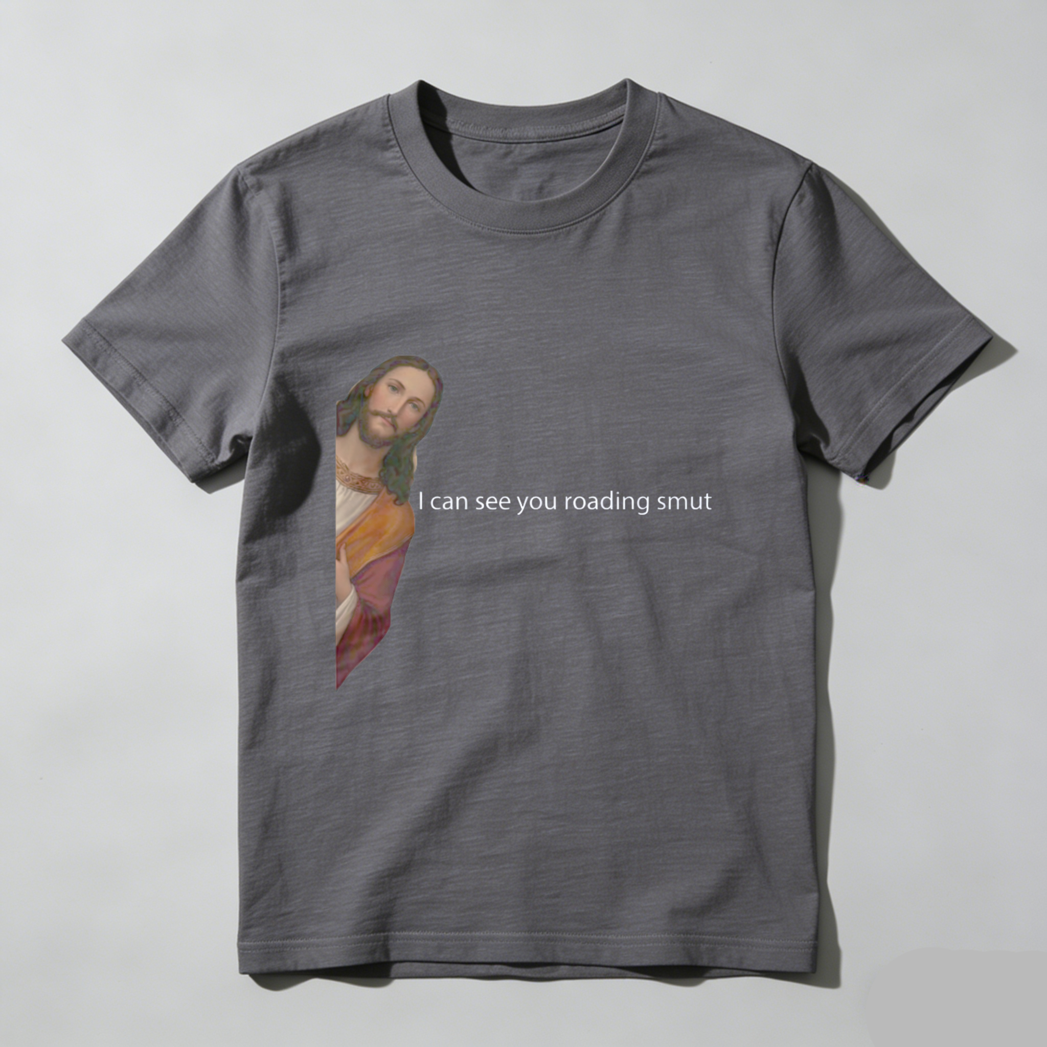 TEECURENT Jesus I Can See You Reading Smut Funny T Shirt Humor Religion Parody Graphic Tee Men Women Unisex Casual Wear WOMEN