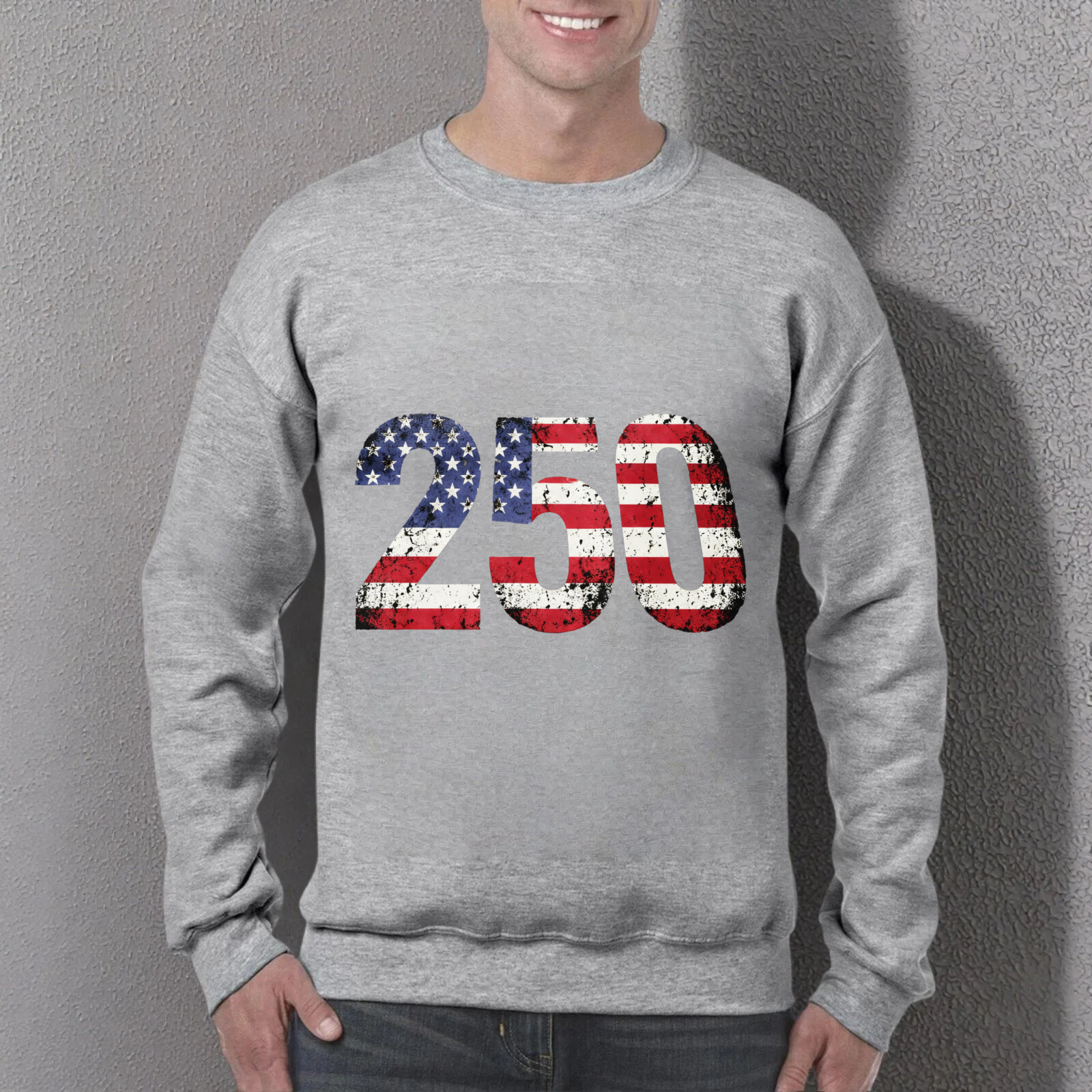 American Flag 250th Anniversary Black Sweatshirt Unisex Crewneck Pullover Long Sleeve Casual Top