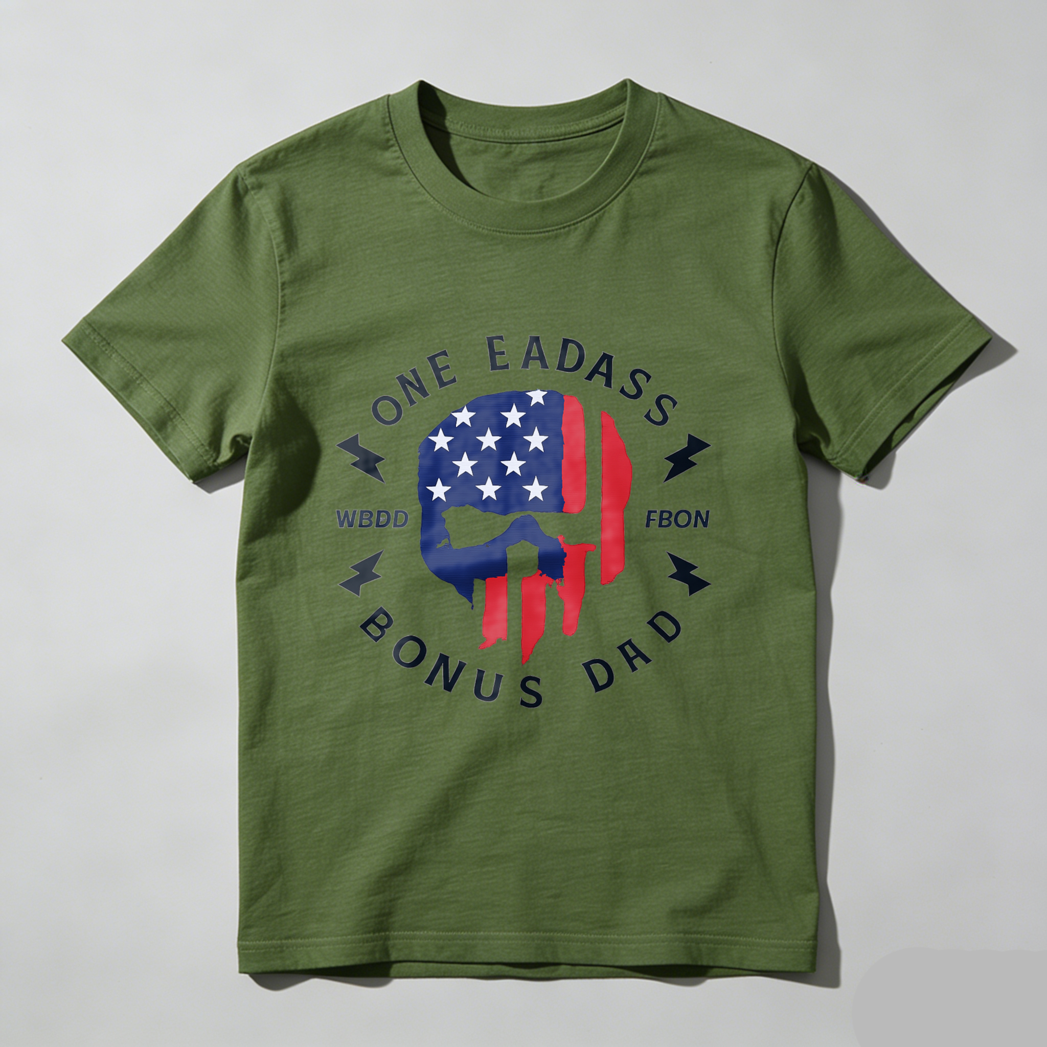 One Badass Bonus Dad T Shirt American Flag Skull Design Made In Usa