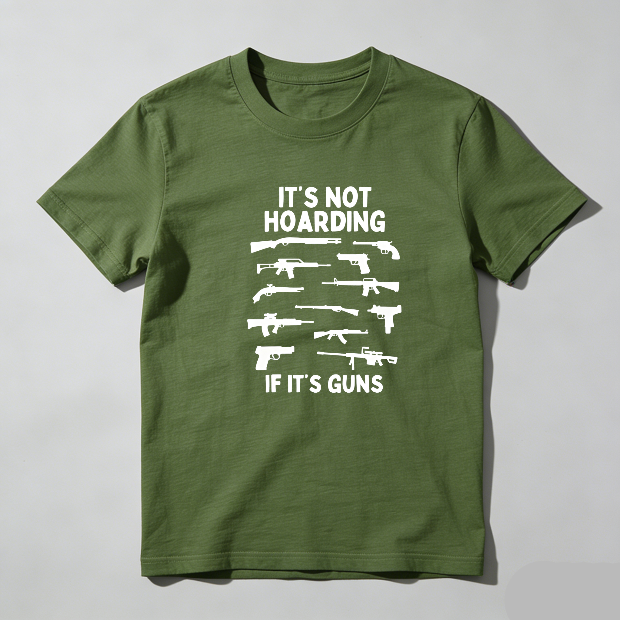 TEECURENT Its Not Hoarding If Its Guns Pure Cotton Short Sleeve T Shirt-TeeCurent