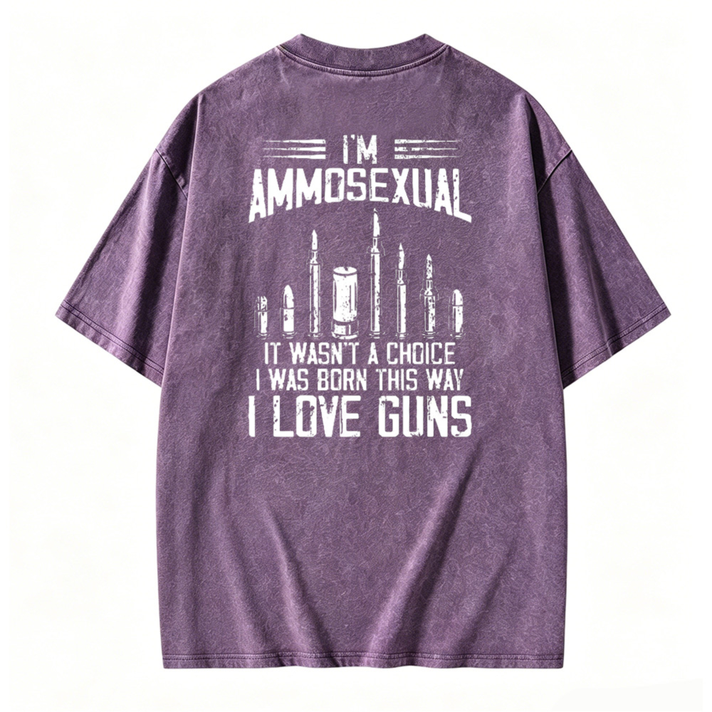 Ammosexual I Love Guns Bullet Graphic Washed T-shirt