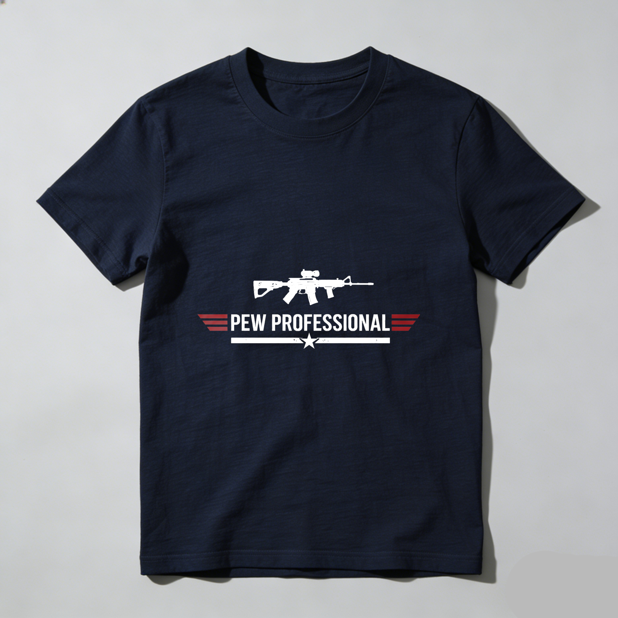 TEECURENT Pew Professional T Shirt With Rifle Graphic Design For Gaming And Military Enthusiasts