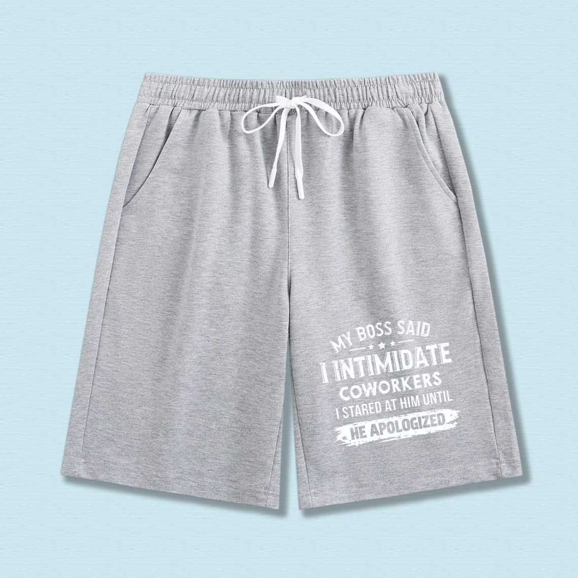 TEECURENT My Boss Said I Intimidate Coworkers I Stared At Him Until He Apologized Men's Black Shorts With Drawstring Comfortable Casual Sportswear For Everyday Wear