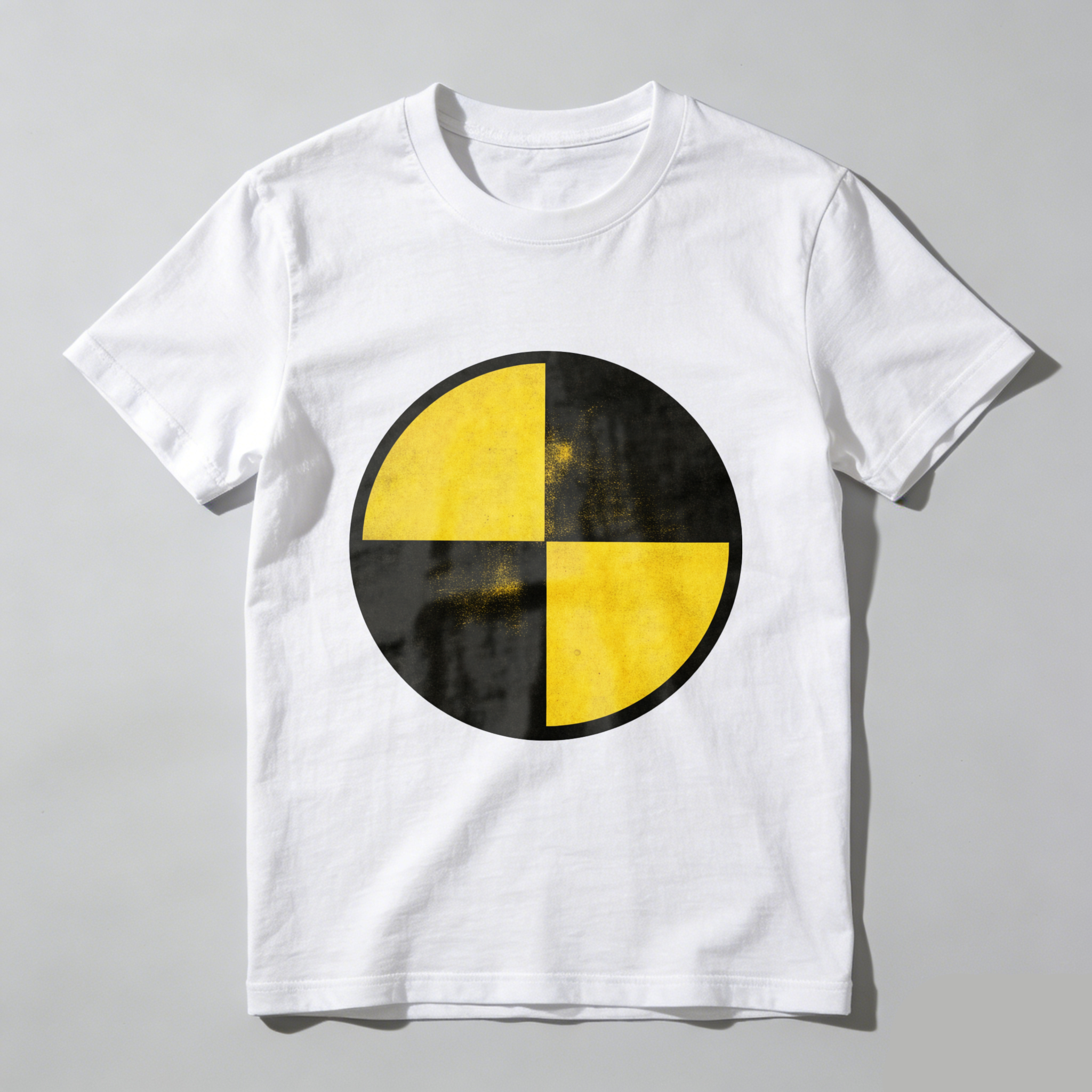 Black T Shirt With Yellow And Black Circle Design Minimalist Graphic Print Casual Wear For Men And Women