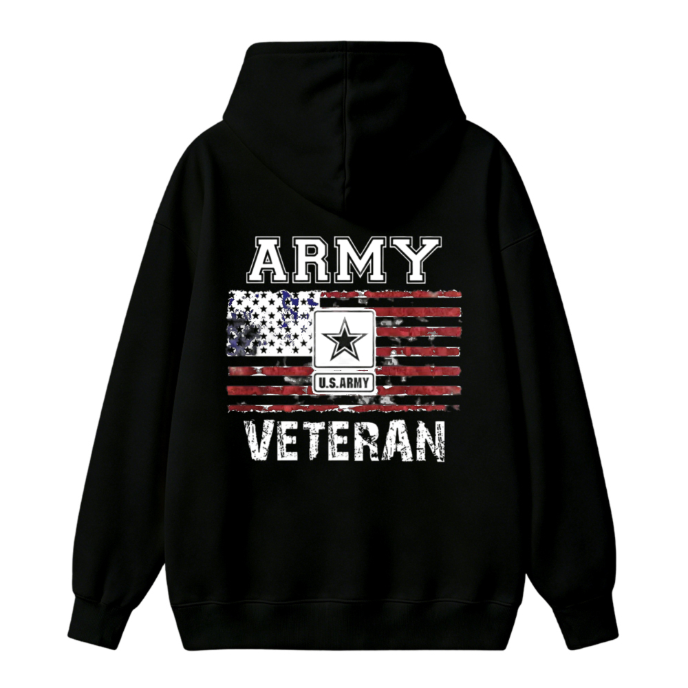 Army Veteran Usa Flag Star Graphic Unisex Classic Hoodie