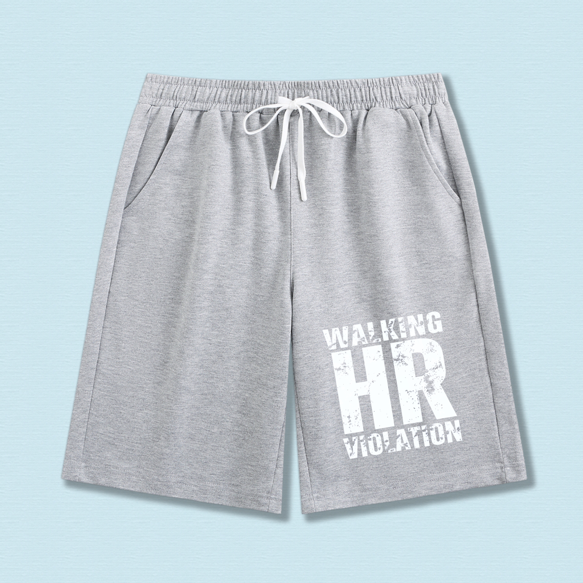 TEECURENT Walking Hr Violation Shorts Men Women Casual Drawstring Sport Shorts For Workout Gym Beach Summer Wear