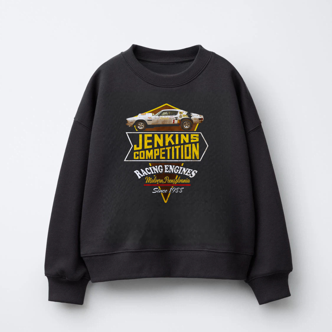 TEECURENT Jenkins Competition Racing Engines Sweatshirt Classic Car Design Since 1955 Black Crewneck Pullover