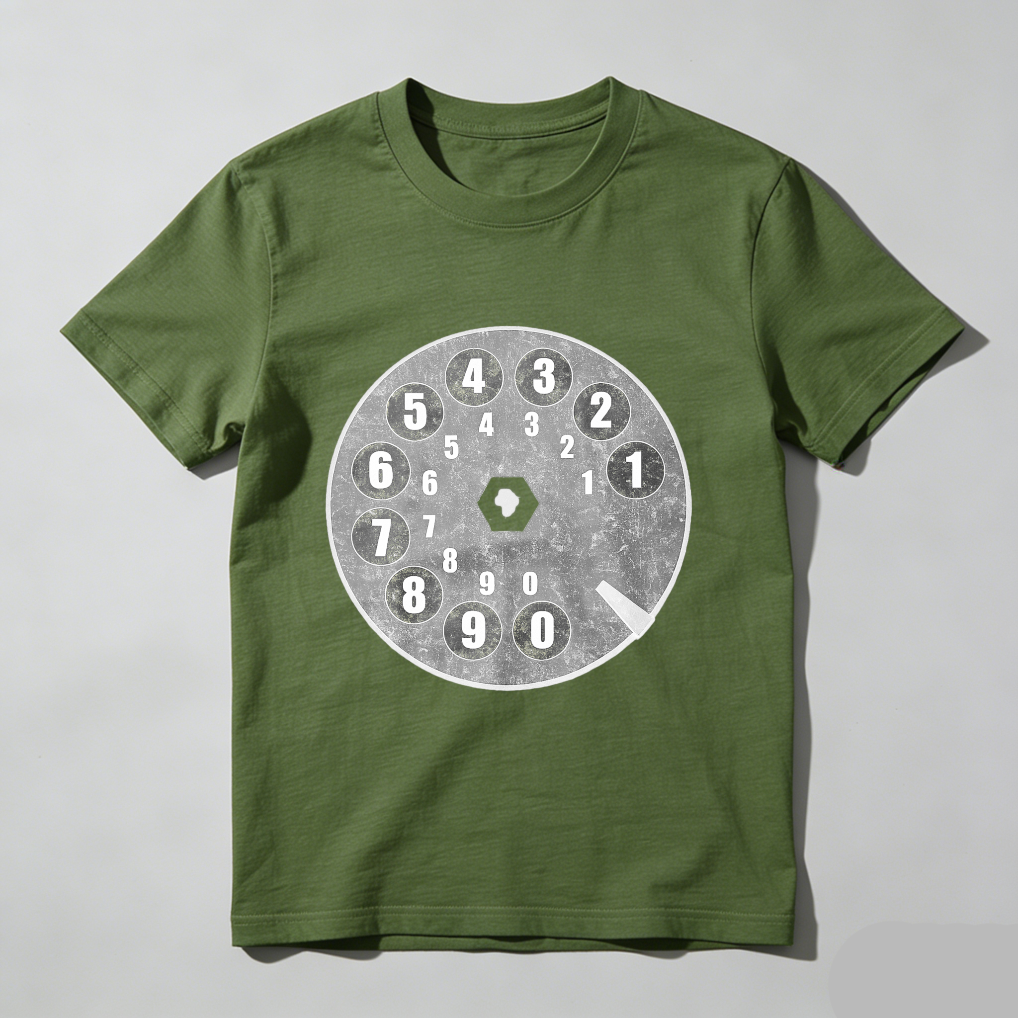 Retro Telephone Dial Design Black T Shirt Made In Usa