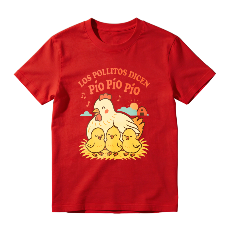 Chicken And Chicks With Los Pollitos Dicen Pio Pio Pio Text Unisex Classic T-shirt
