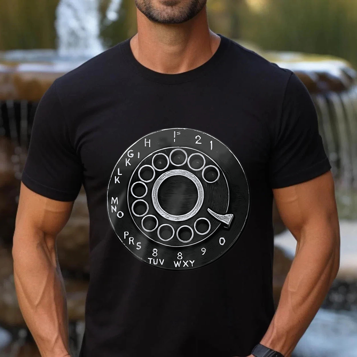 Retro Rotary Dial Phone T-Shirt Vintage Telephone Design Made In Usa Unisex Black Cotton Shirt Classic Communication Theme Graphic Tee