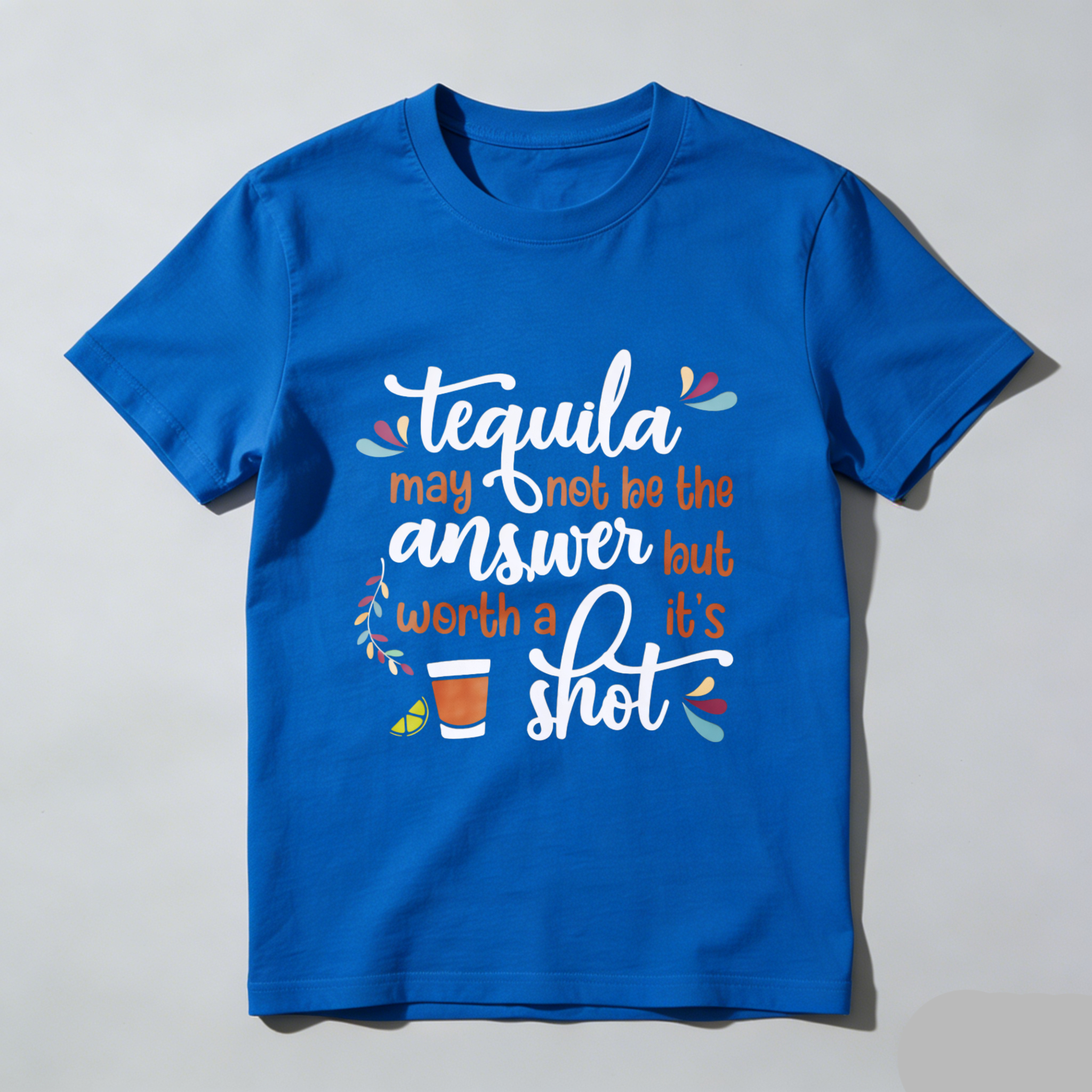 TEECURENT Tequila May Not Be The Answer But Its Worth A Shot Funny T-Shirt For Women And Men With Tequila Quote And Cocktail Design WOMEN