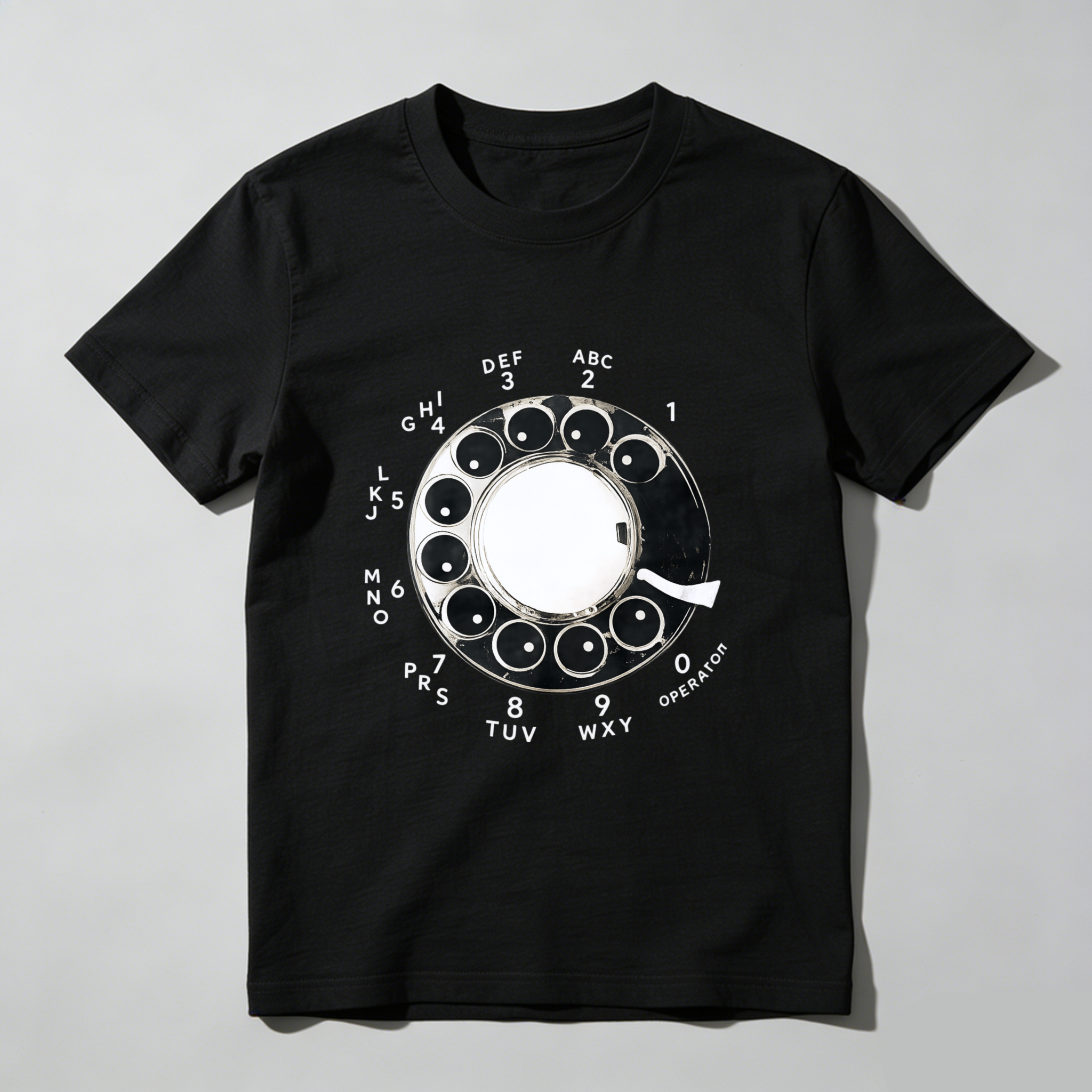 Retro Rotary Dial Phone T-Shirt Vintage Telephone Design Made In Usa Unisex Black Shirt Classic Communication Theme Graphic Tee