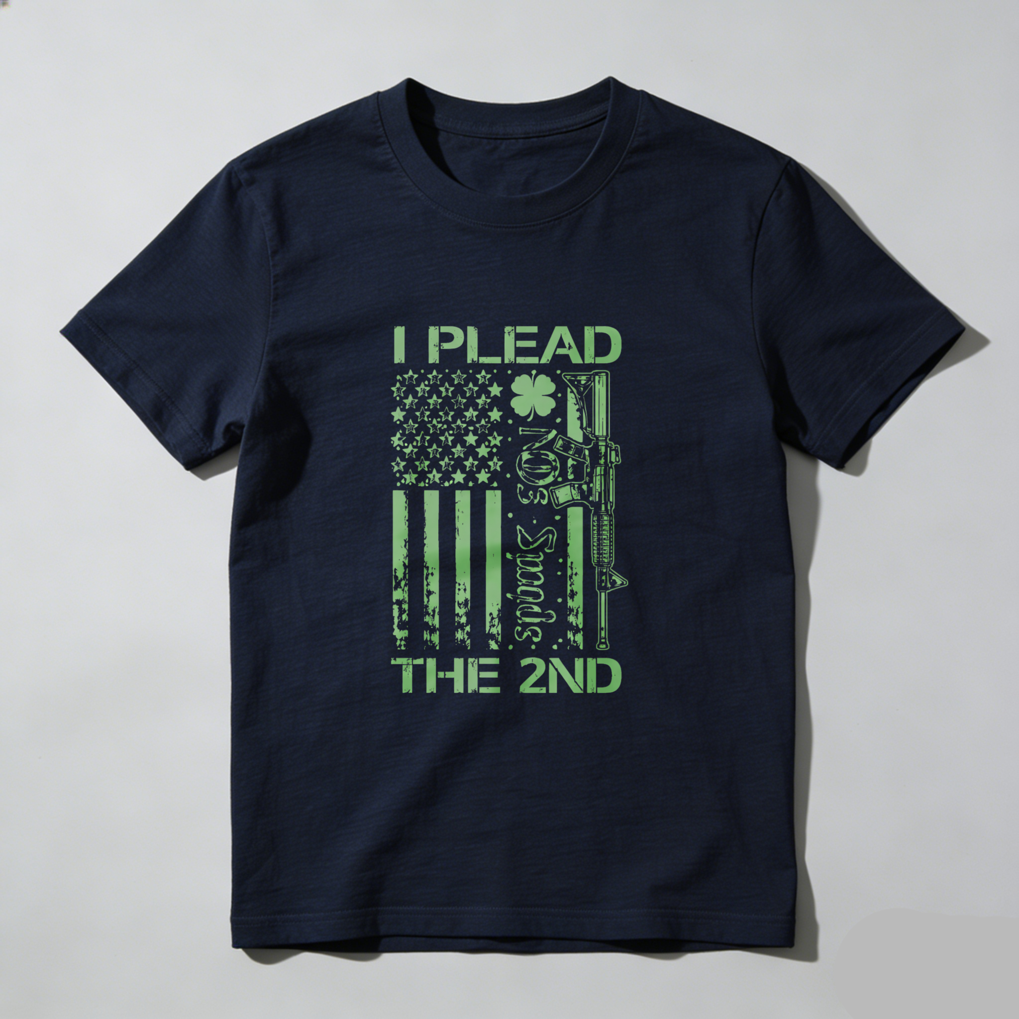 TEECURENT I Plead The 2nd Amendment Flag Gun T Shirt St Patrick's Day Green American Flag Design Men Women Apparel